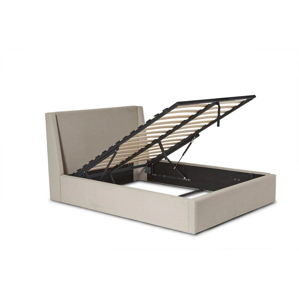 Otto Double Ottoman Bed - Fossil Woolly Twill - Image 6