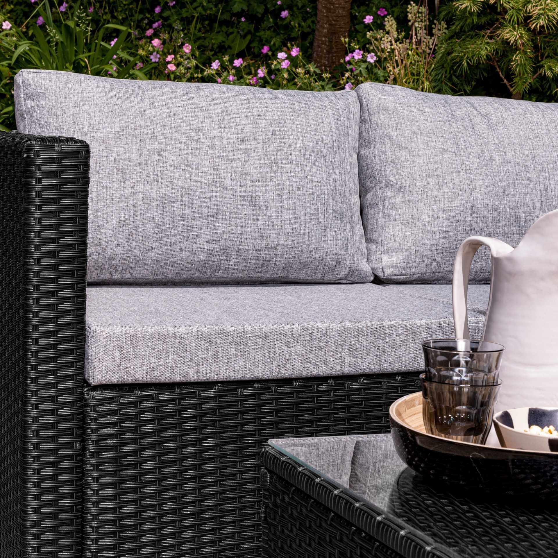 Weston Outlet - 4 Seater Rattan Corner Sofa Set - Black Weave - Image 4