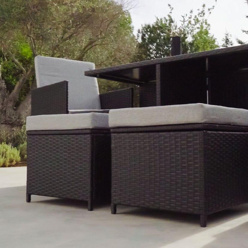 Cube 8 Seater Rattan Outdoor Dining Set - Black Weave - Image 3
