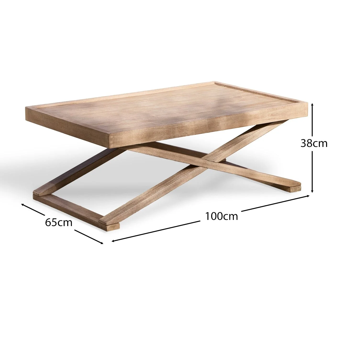 Akira Wooden Rectangular Coffee Table - Brushed Light Acacia - Image 11
