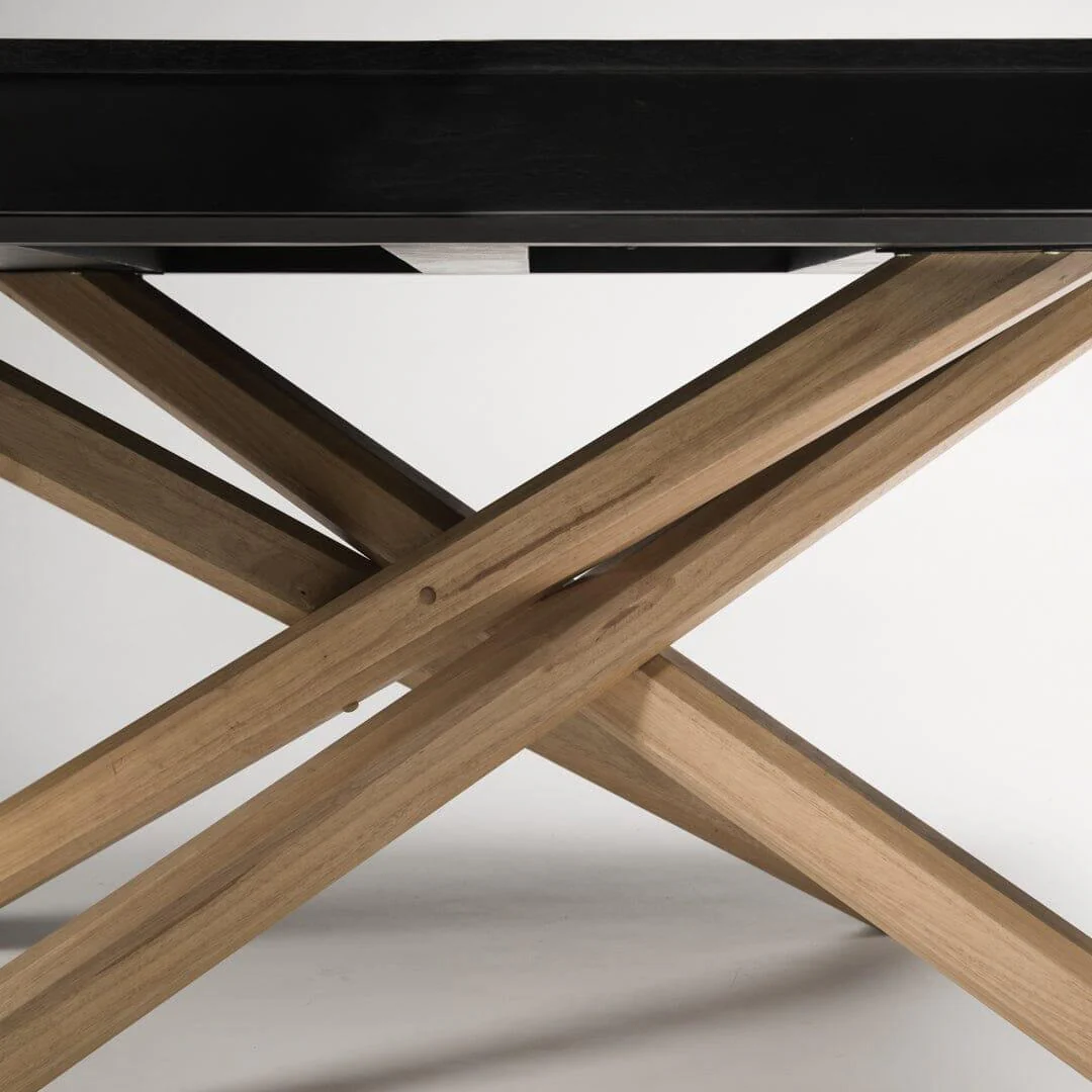Outlet - Amelia Black Wood Non-Extendable Dining Table - Oak Legs - Image 4