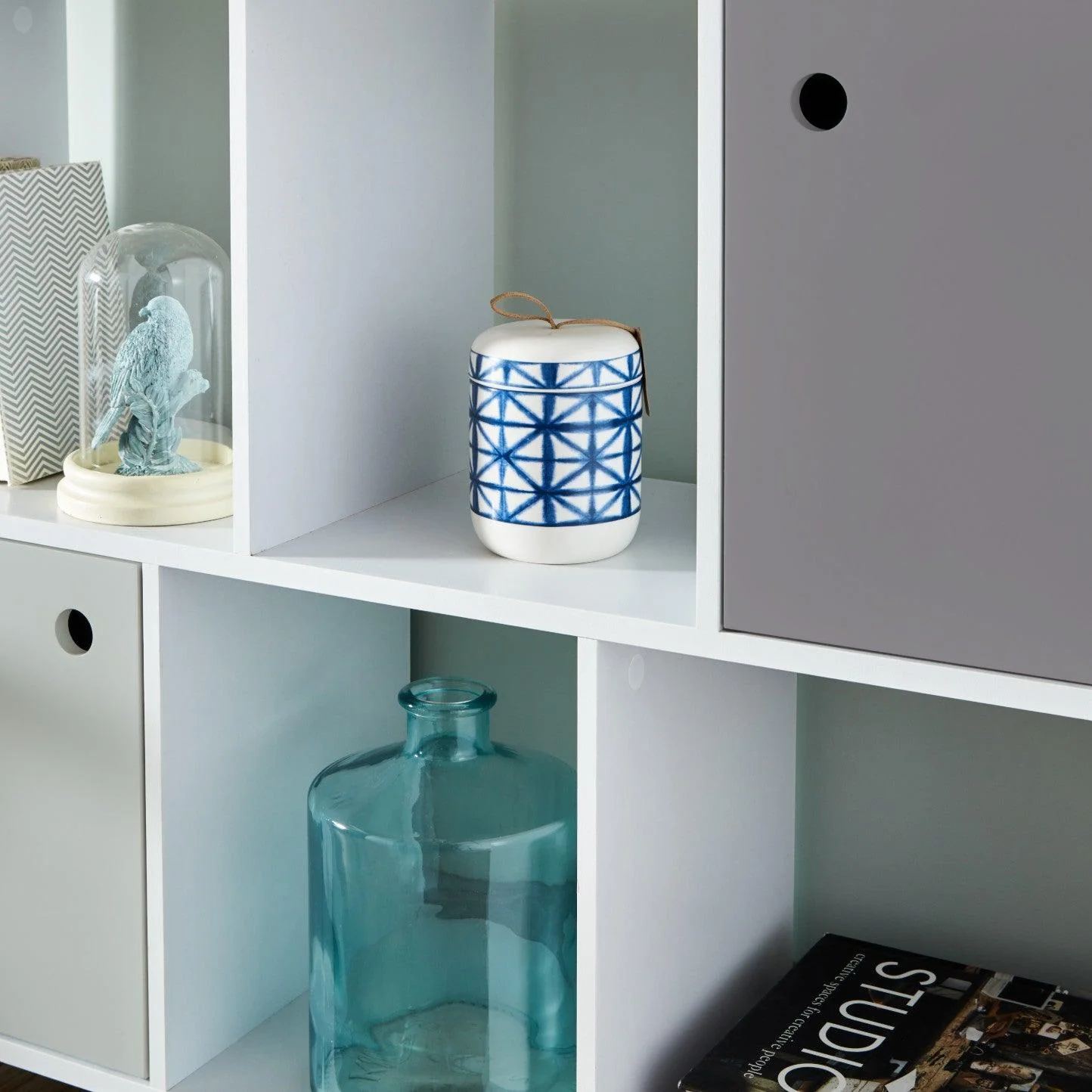 Outlet – Anderson cube storage unit - White with grey cupboards - Image 3