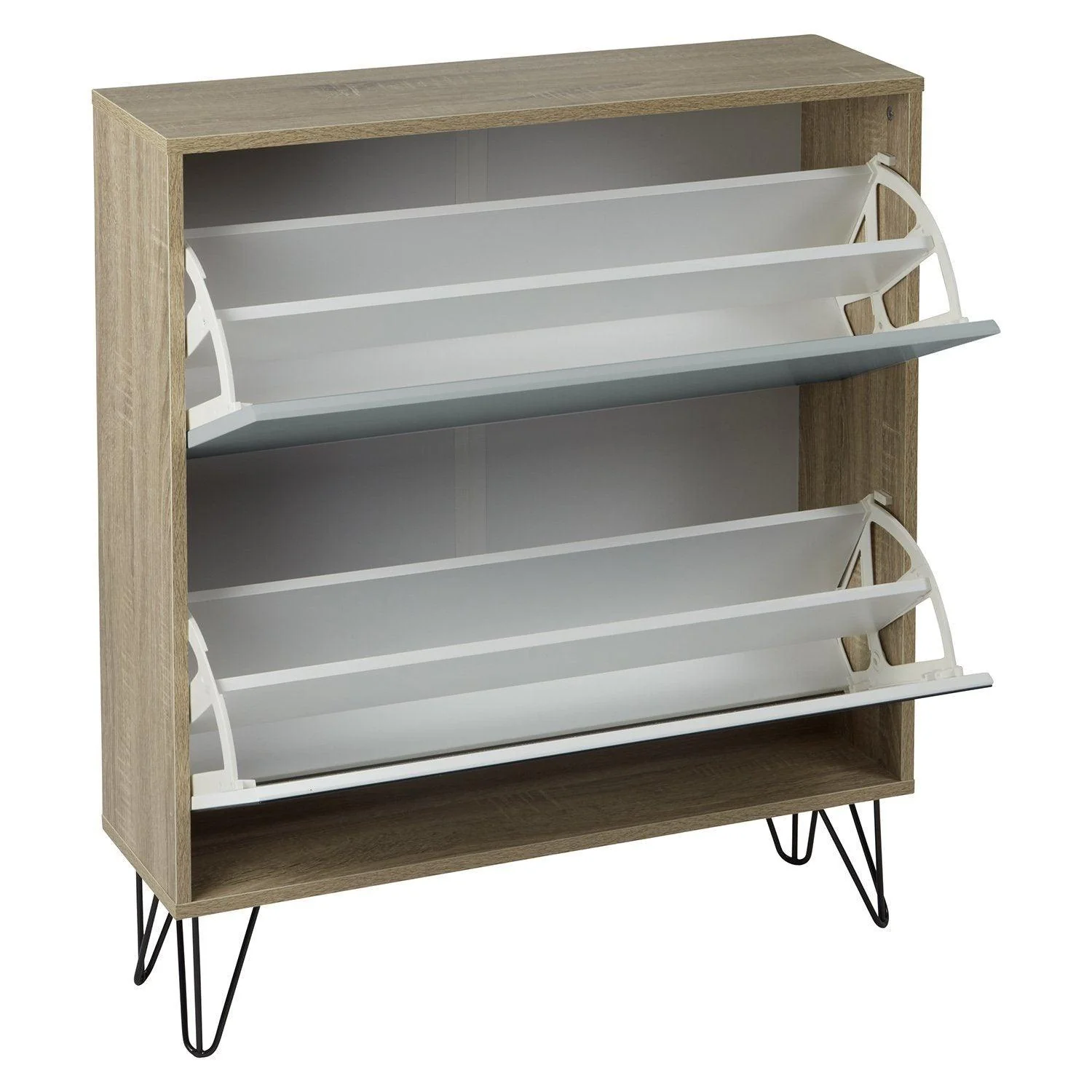 Anderson Shoe Cabinet - 2 Door - Oak Effect & Grey - Image 7