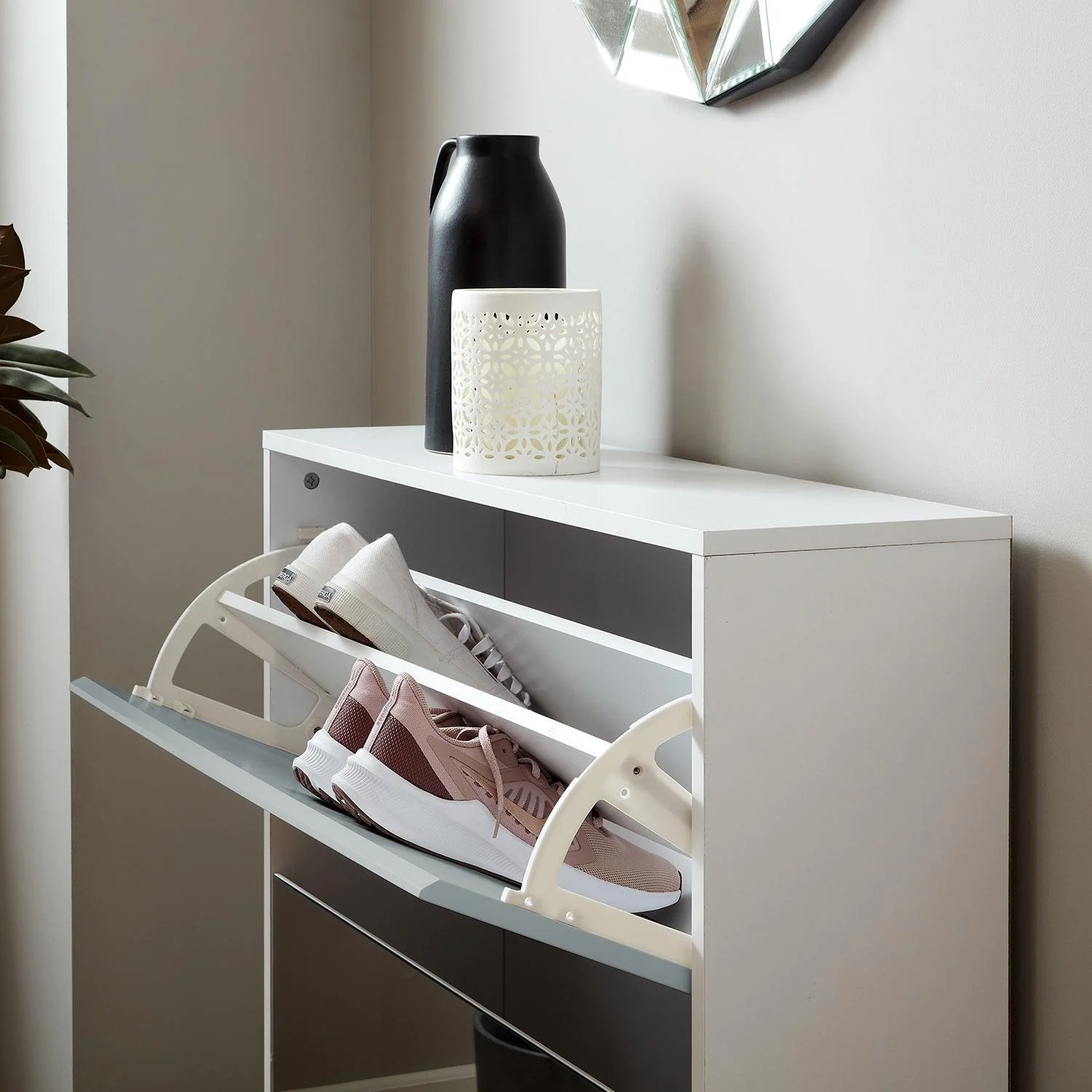 Outlet – Anderson shoe cabinet - 2 door - white and grey - Image 3
