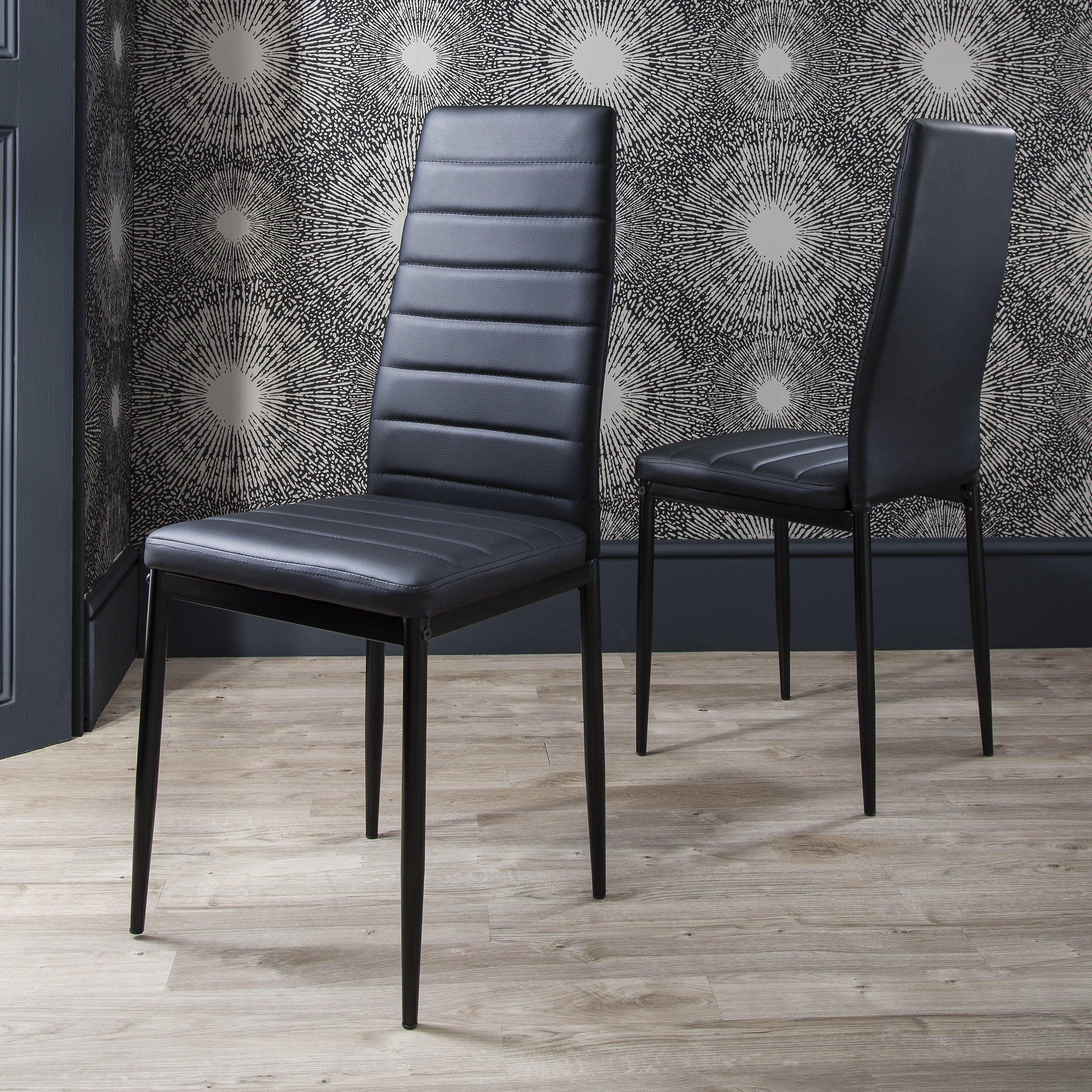 Anya Glass Dining Table Set - 6 Seater - Anya Black Faux Leather Chairs - Image 4