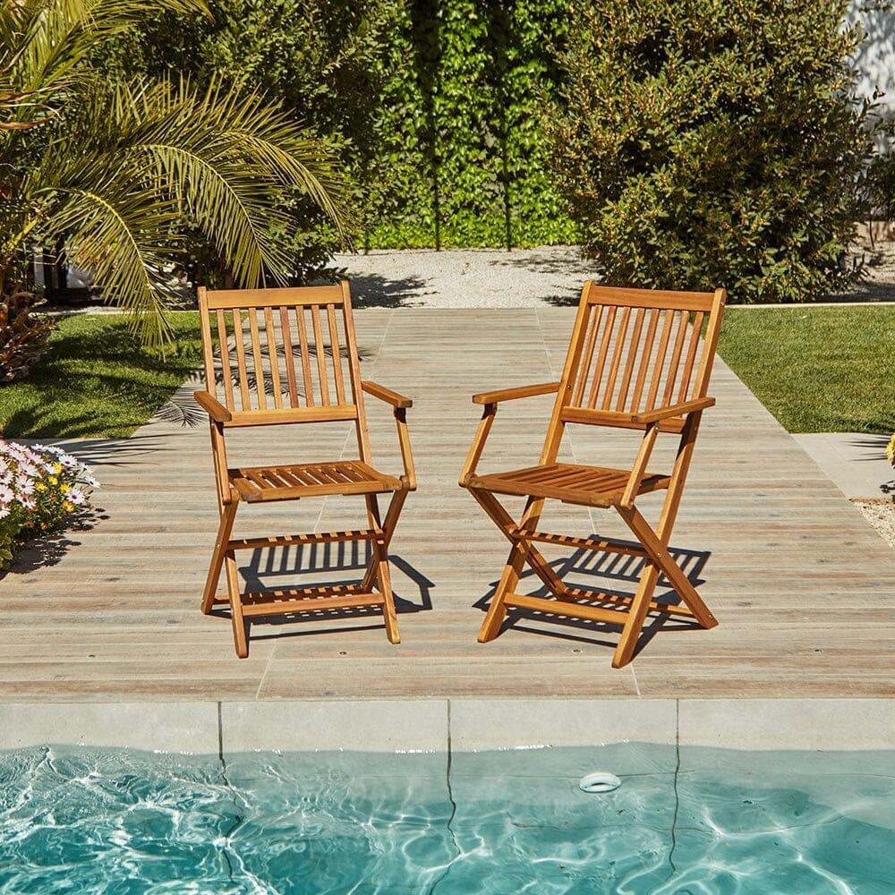 Outlet - Ashby Outdoor Wooden Folding Chairs - Set of 2 - Image 2