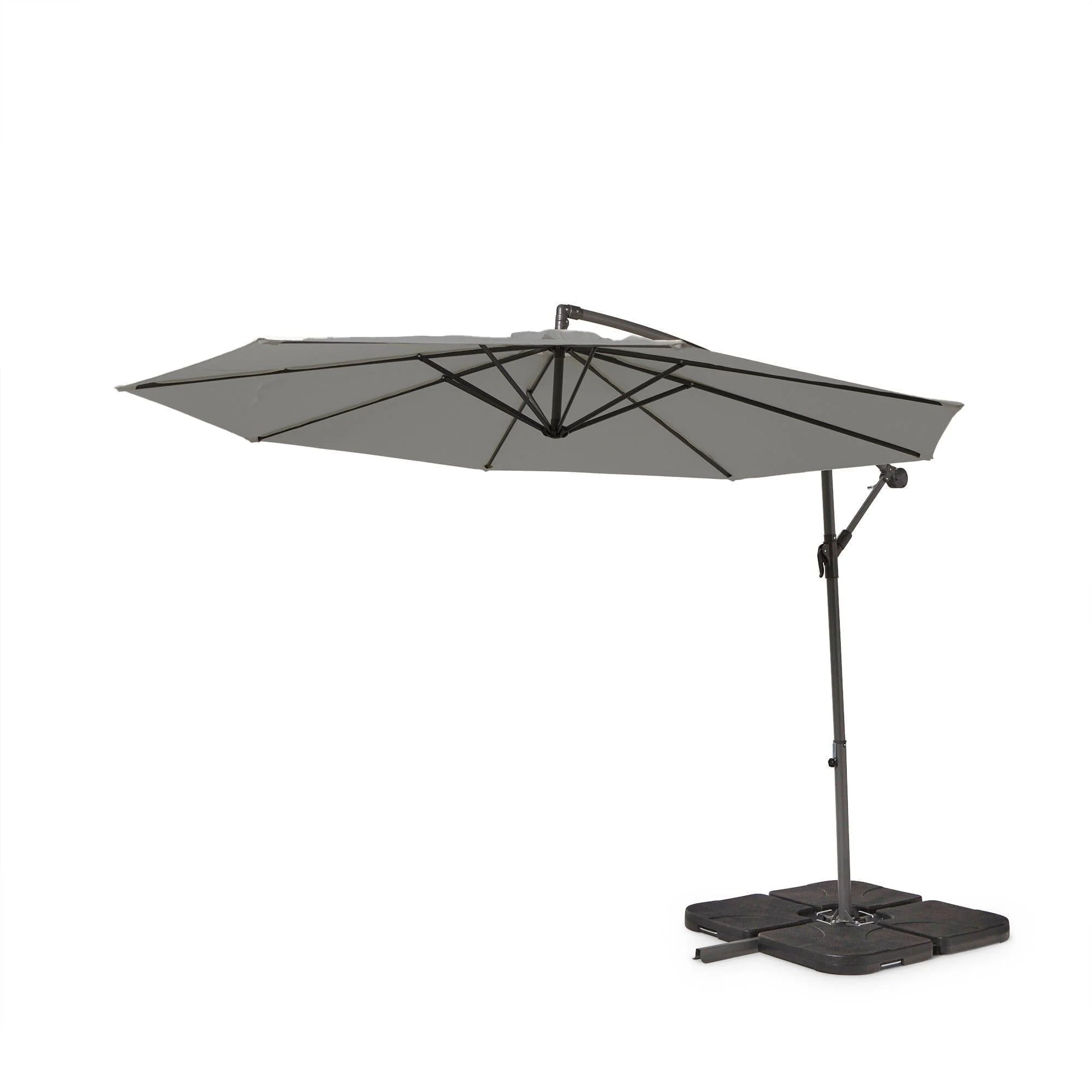 Aston 9 Seater Rattan Garden Corner Sofa Set with Grey Lean Over Parasol - Polywood Top - Grey - Image 8