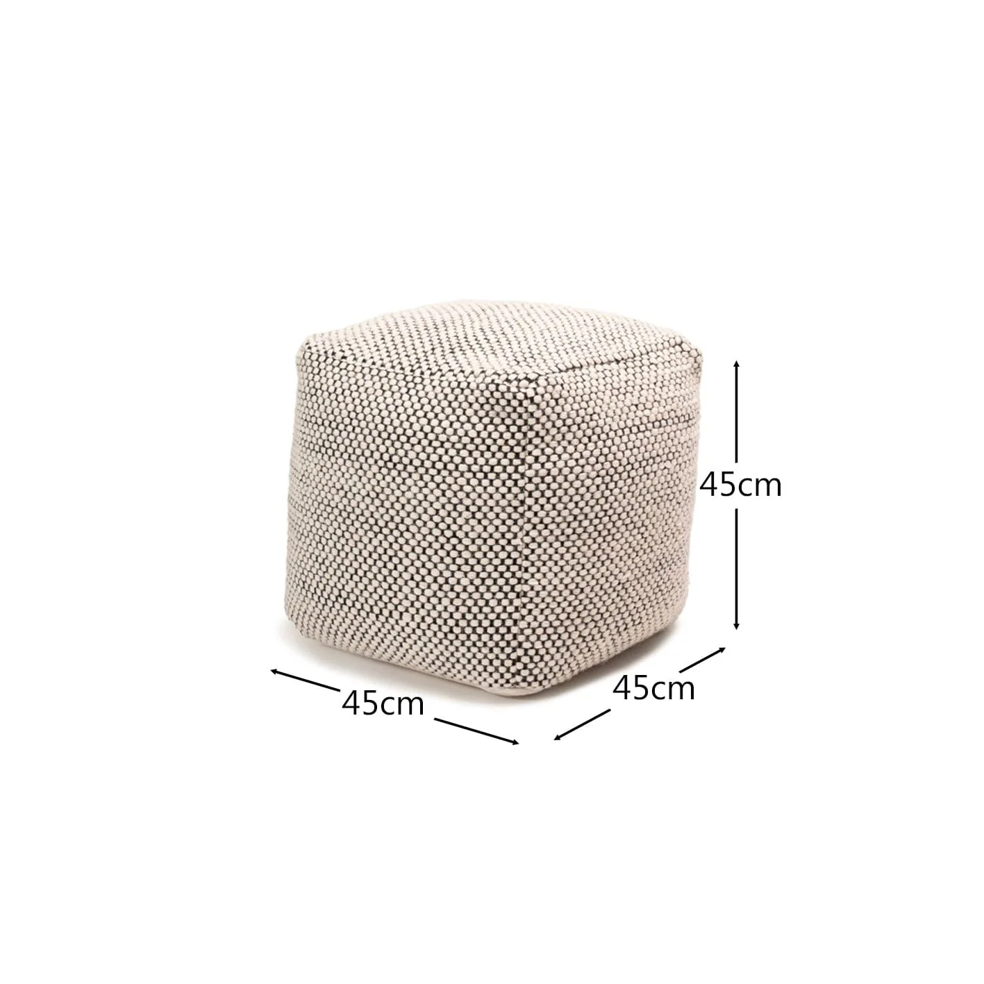 Atcham Wool & Cotton Ottoman Stool - Black/Natural - Image 11
