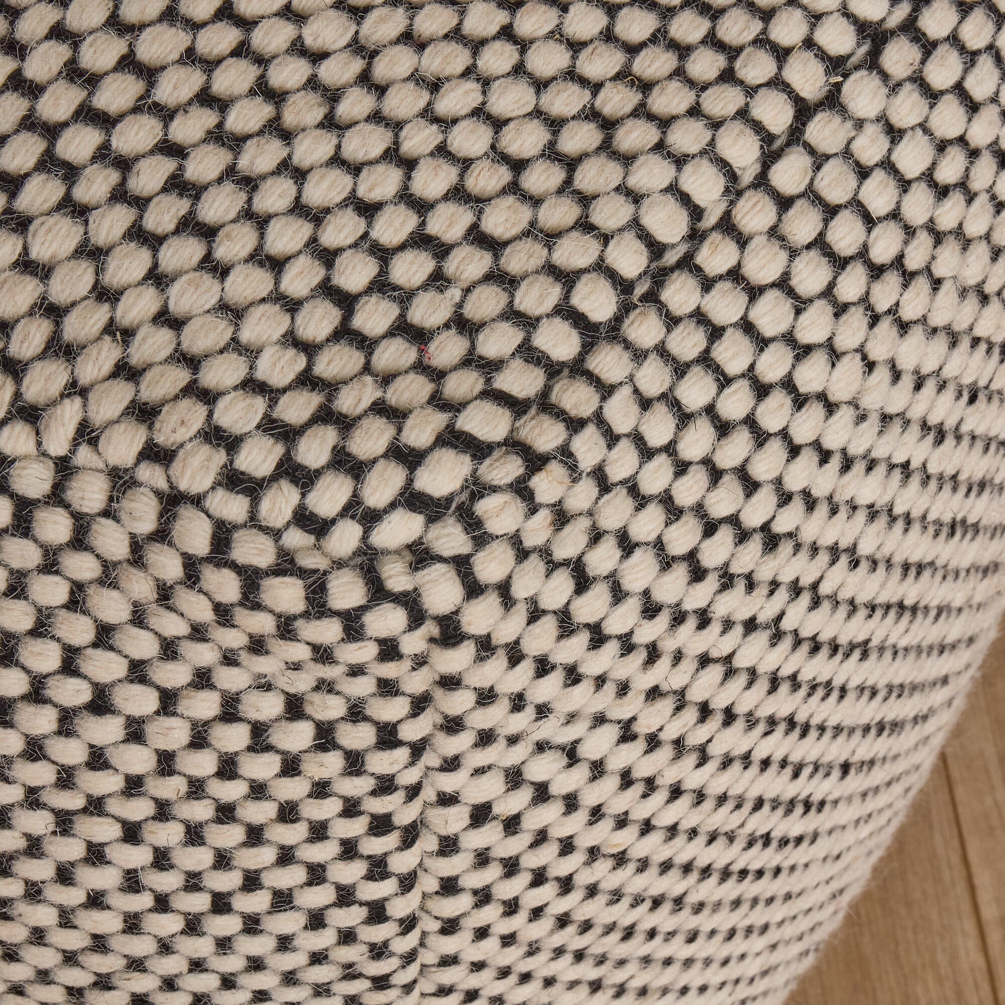 Atcham Wool & Cotton Ottoman Stool - Black/Natural - Image 4