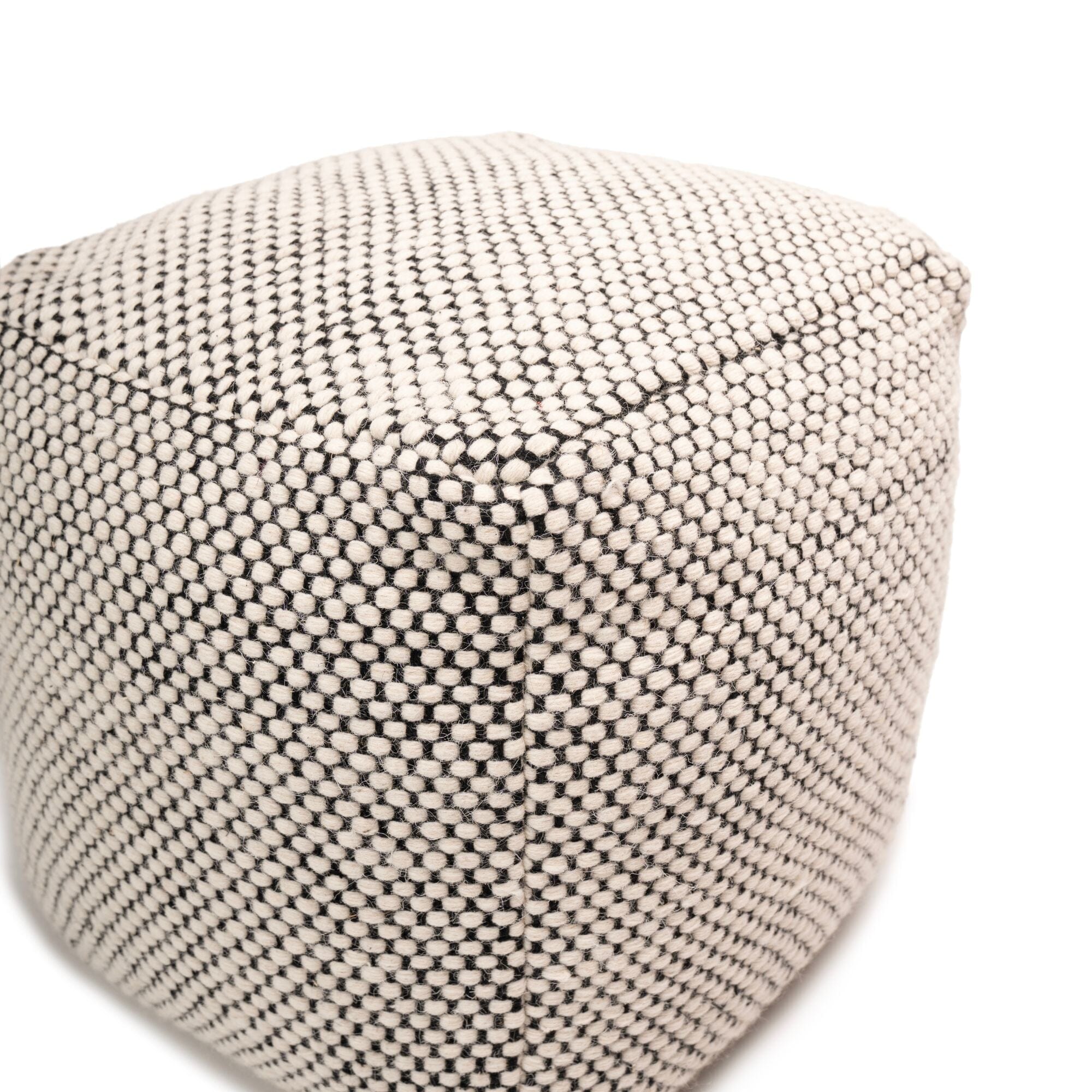 Atcham Wool & Cotton Ottoman Stool - Black/Natural - Image 9