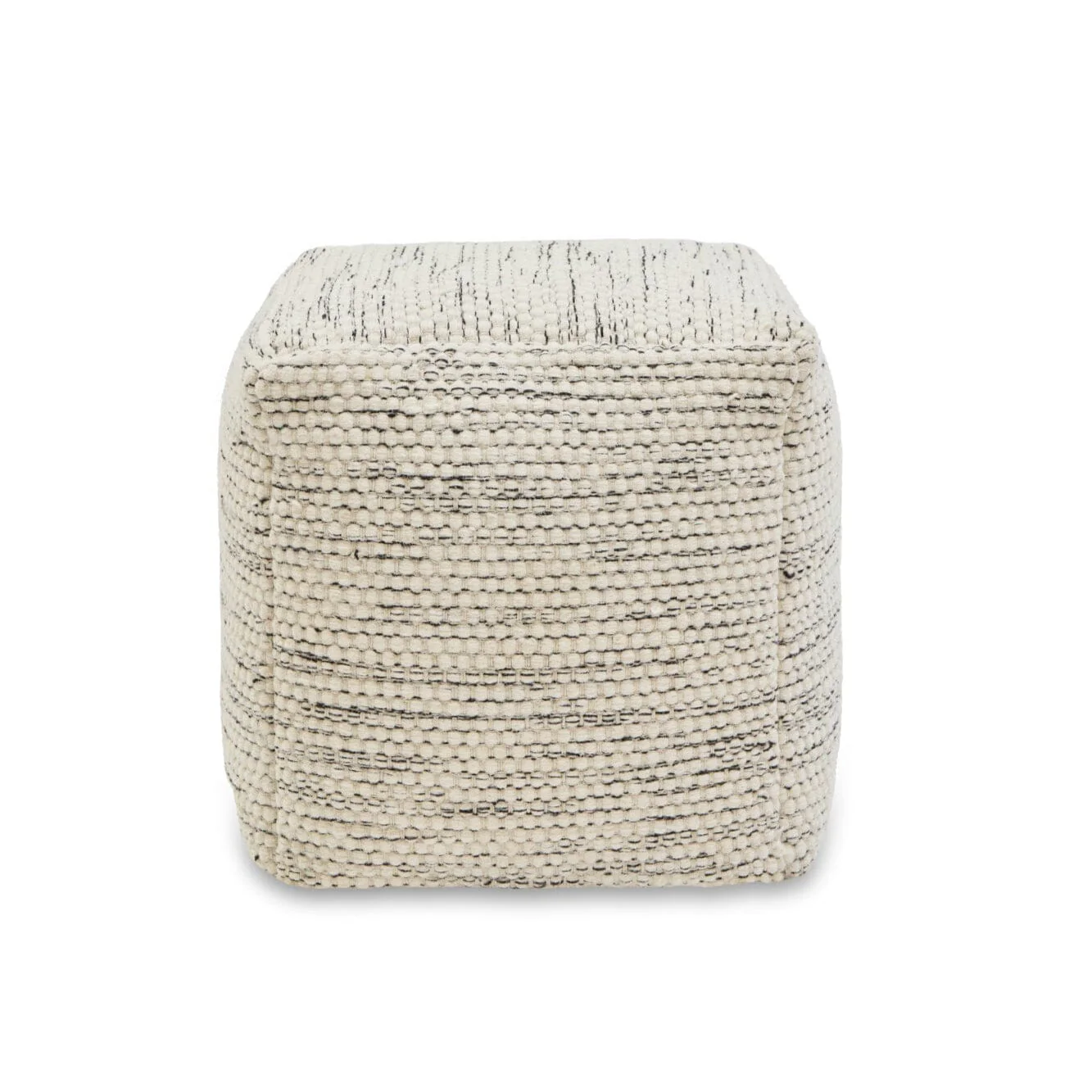 Outlet - Atcham Clay Marl Wool & Cotton Ottoman Stool - 45cm X 45cm - Image 4