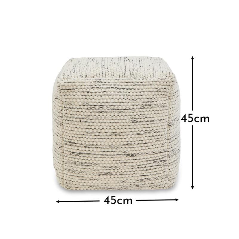 Outlet - Atcham Clay Marl Wool & Cotton Ottoman Stool - 45cm X 45cm - Image 5