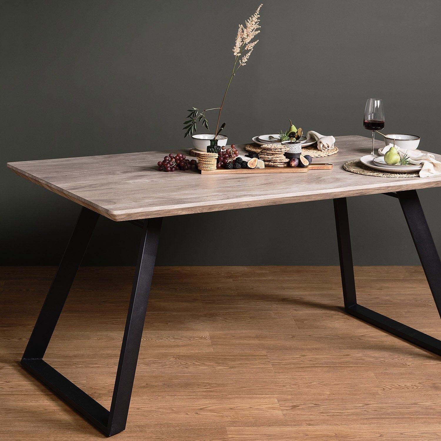 Outlet - Atlas Wood Effect Dining table - with Black Legs - Image 2