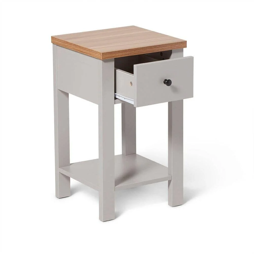 Outlet - Bampton 1 Drawer Bedside Table - Stone Grey - Image 3