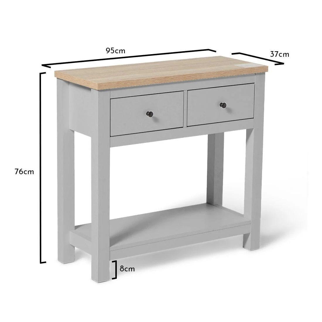 Outlet - Bampton 2 Drawer Console Table - Stone Grey - Image 2
