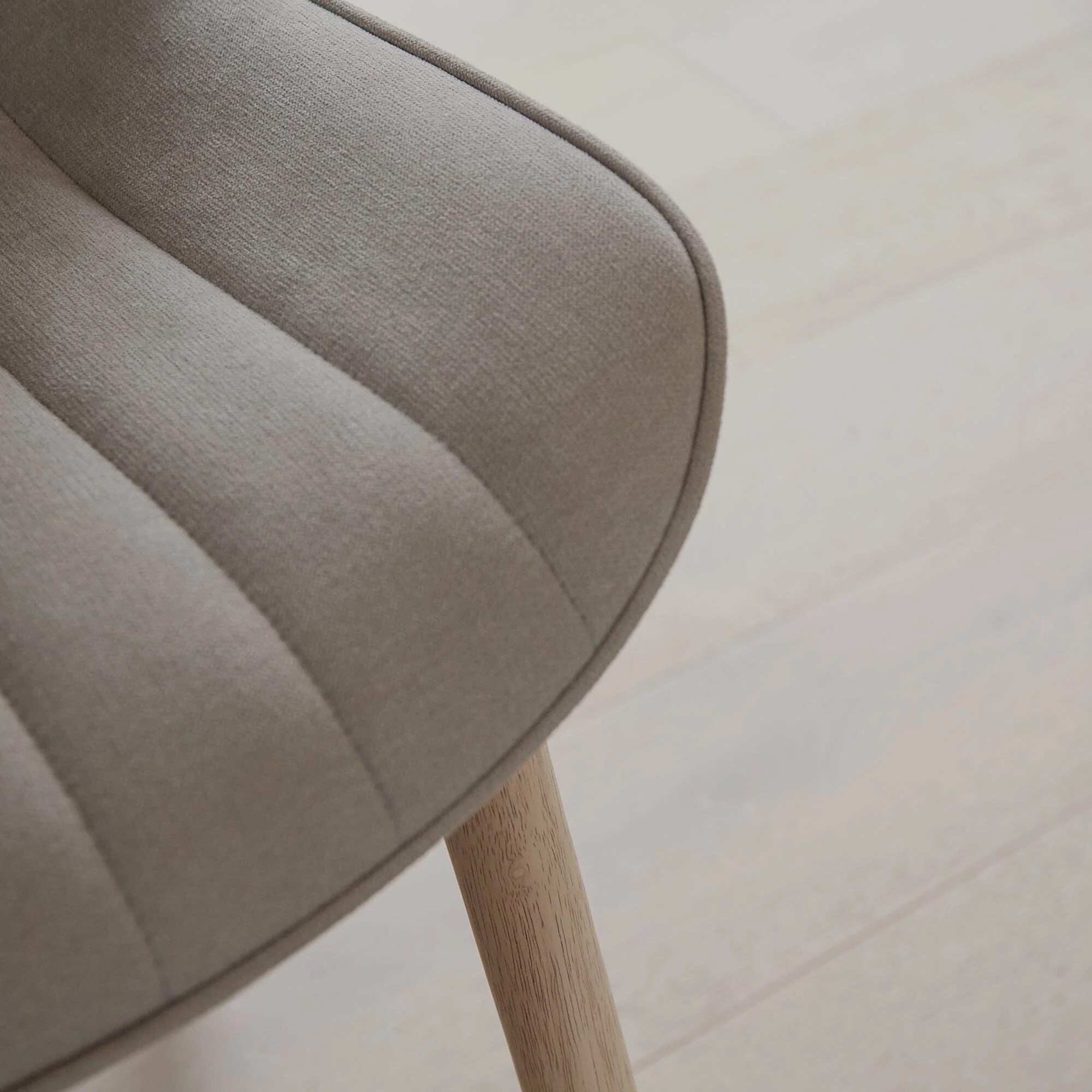 Bella Soft Beige Dining Chairs - Set of 2 - Whitewash Oak Legs - Image 5