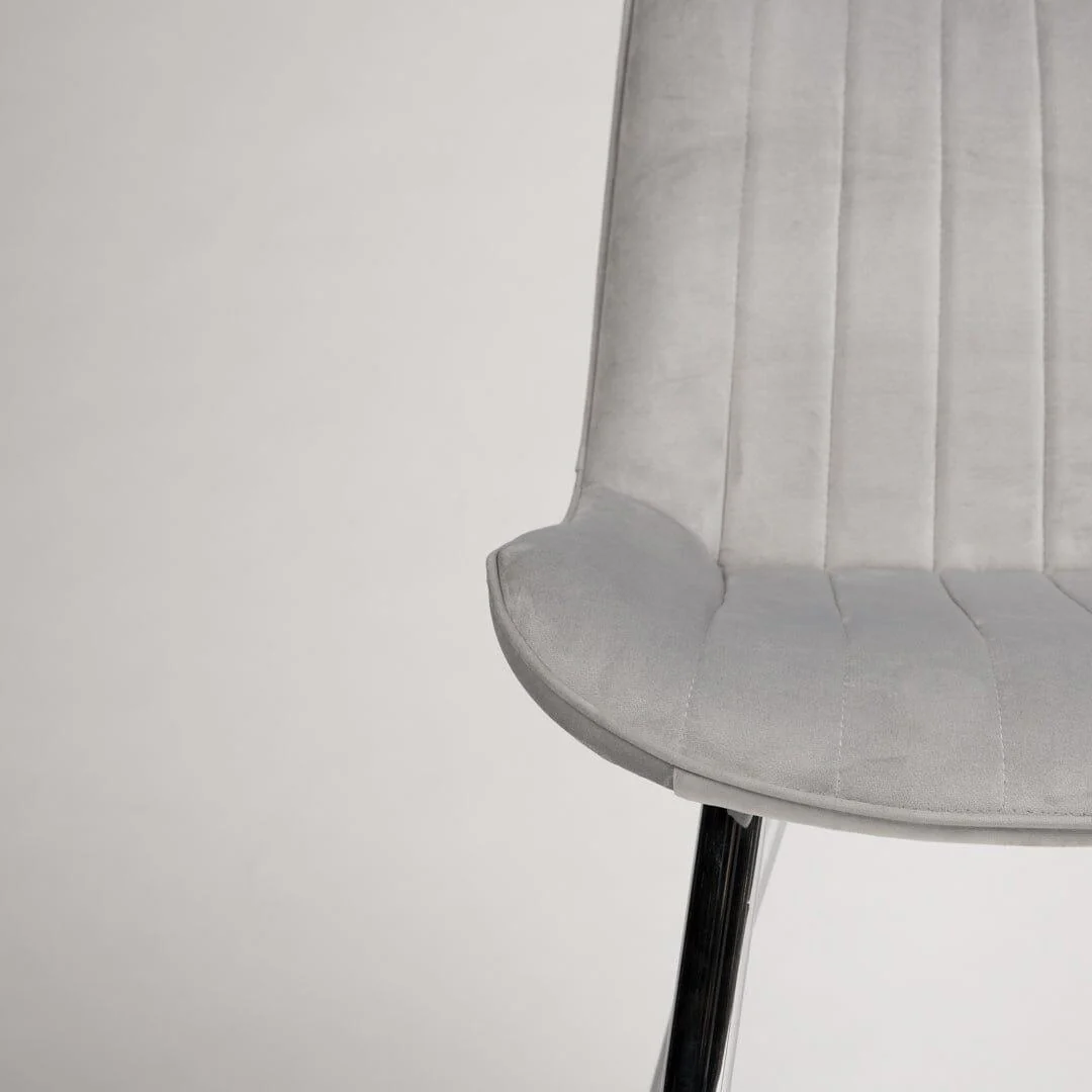 Outlet - Bella grey velvet dining chairs with chrome legs - set of 2 - Image 5