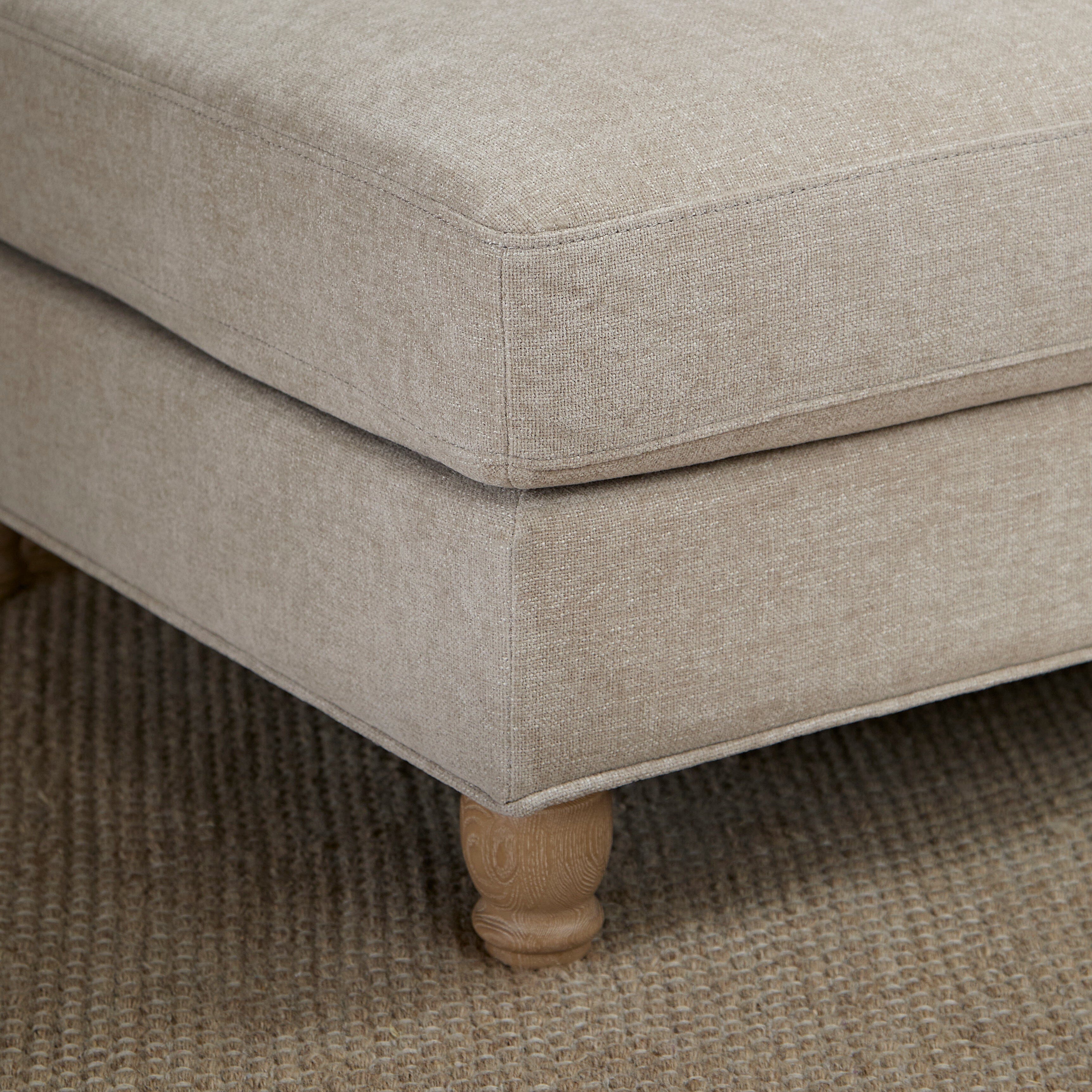Brea Mink Taupe Footstool - Whitewash Oak Legs - Image 2