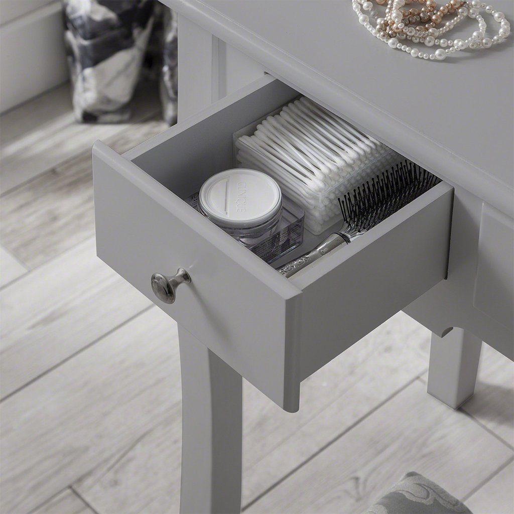Outlet – Capri Grey Dressing Table, Stool & Mirror Set - Image 2