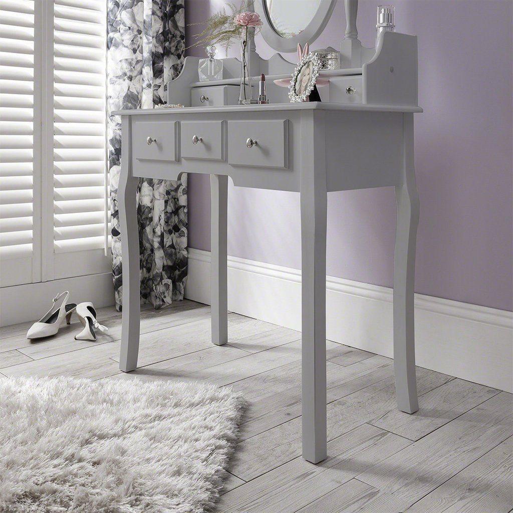 Outlet – Capri Grey Dressing Table, Stool & Mirror Set - Image 5