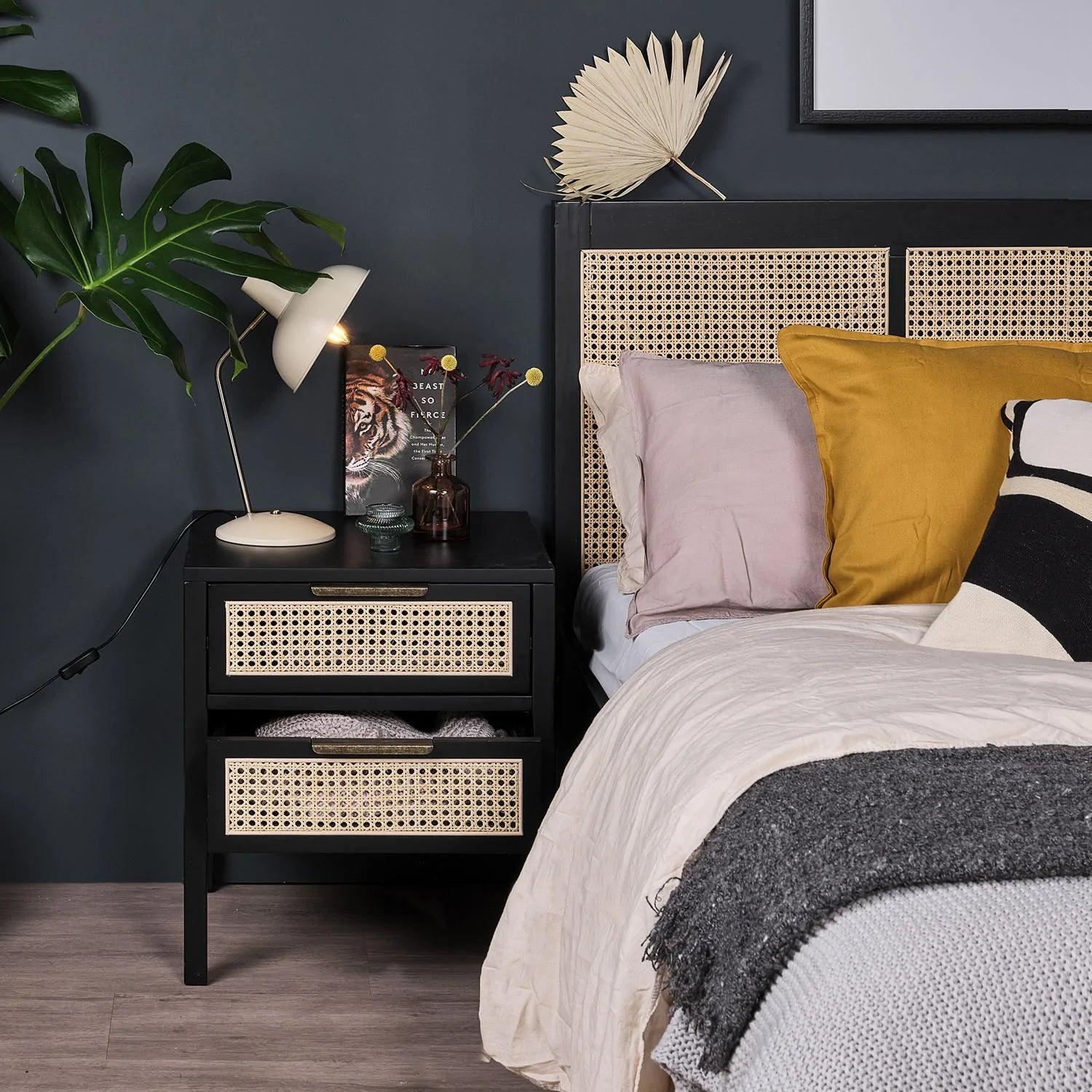 Outlet - Charlie Bedside Table - 2 Drawer - Black - Image 2