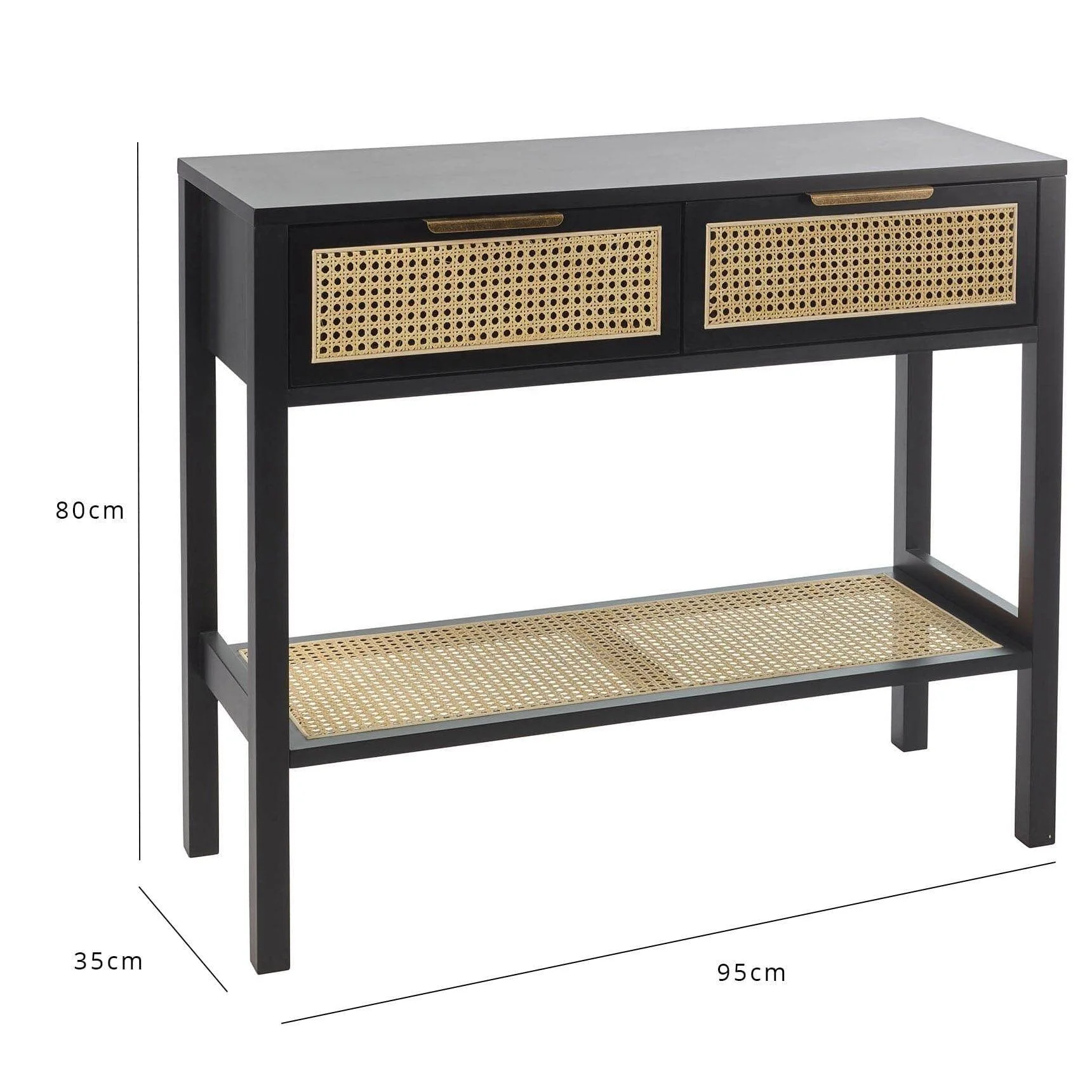 Outlet - Charlie Console Table Cane Drawers - Black - Image 8
