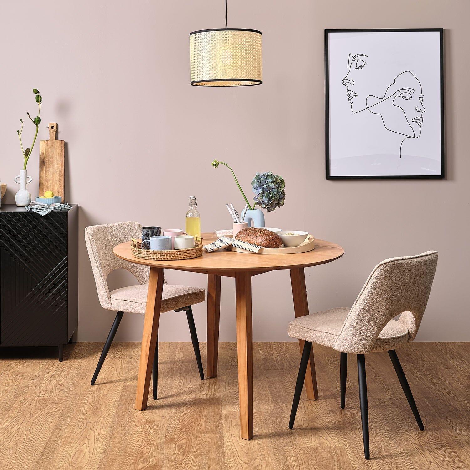 Outlet - Charlie Natural Wood Effect Dining Table - Drop Leaf - Image 6
