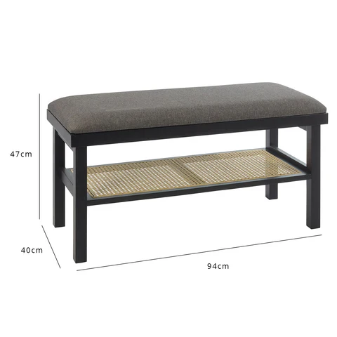 Outlet - Charlie Hallway Bench - Cane - Black - Image 9