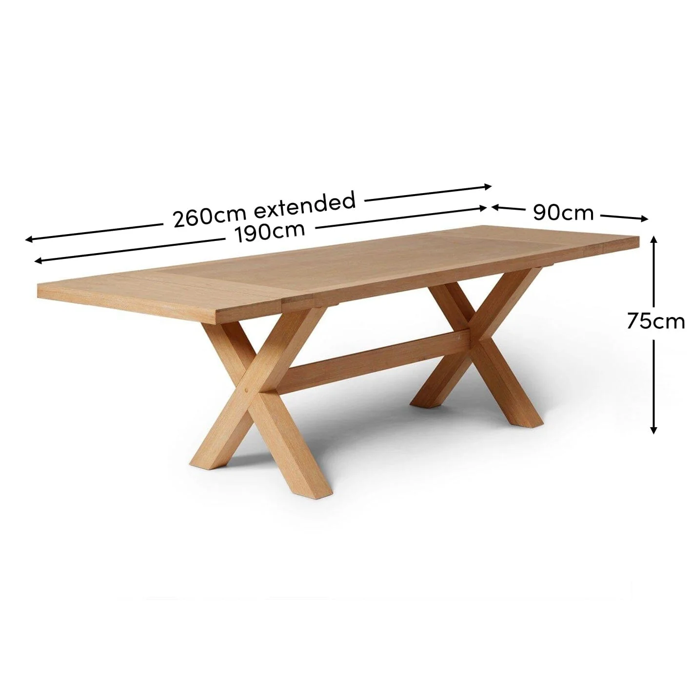 Outlet - Charlotte Pale Oak Dining Table - Extendable - Cross Leg - Image 11