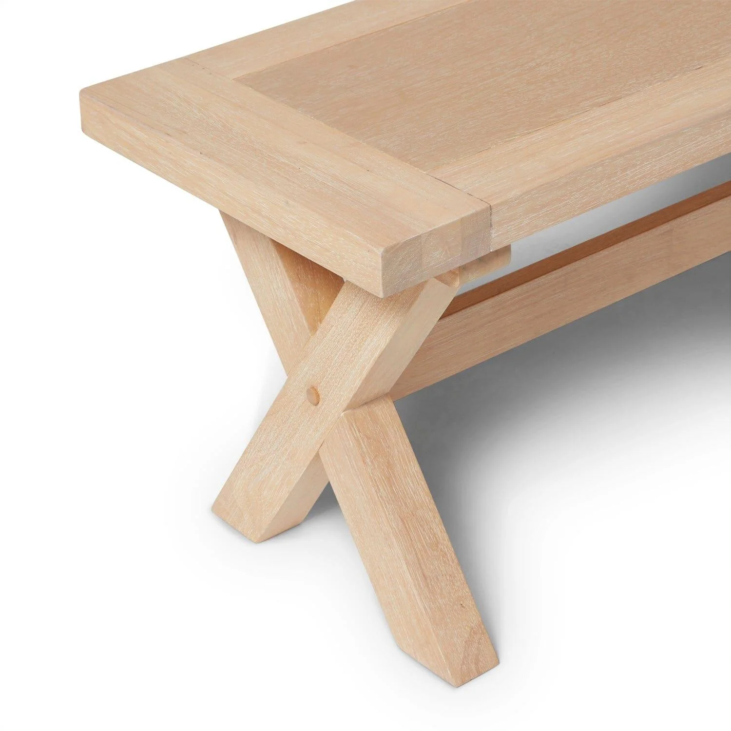 Charlotte 3 Seater Dining Bench - Whitewash Oak - Image 3