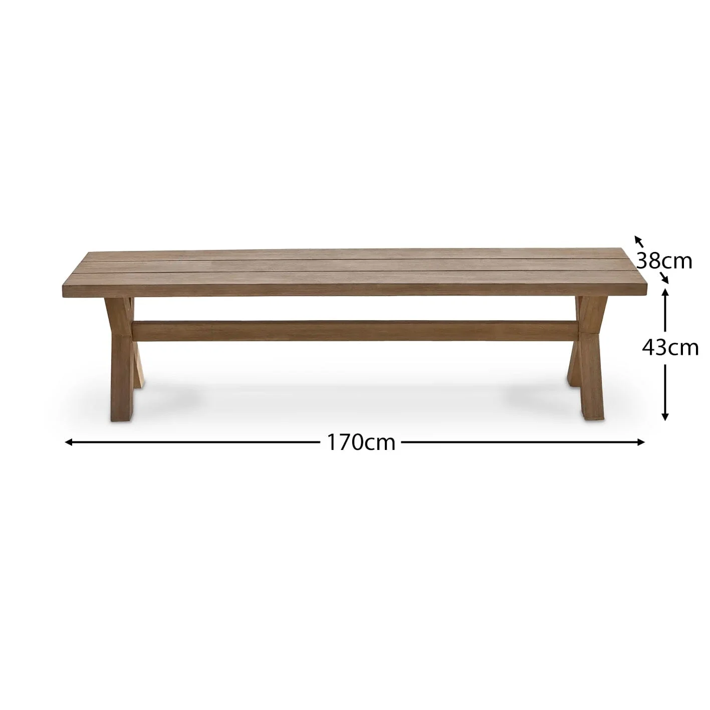 Charlotte Wooden Garden Bench - Whitewash Acacia - Image 8