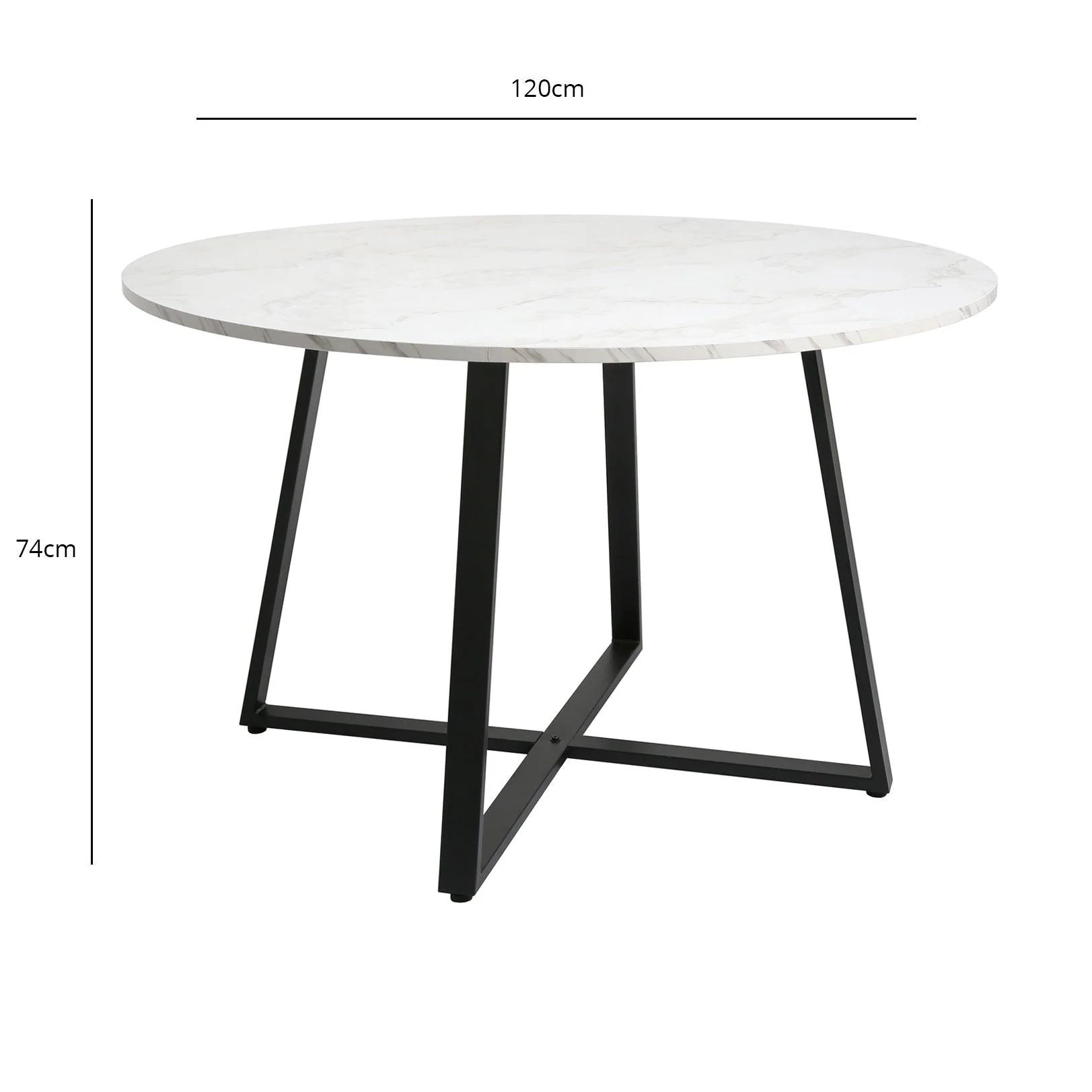 Clara Marble Effect Round Dining Table - Black Frame - Image 8