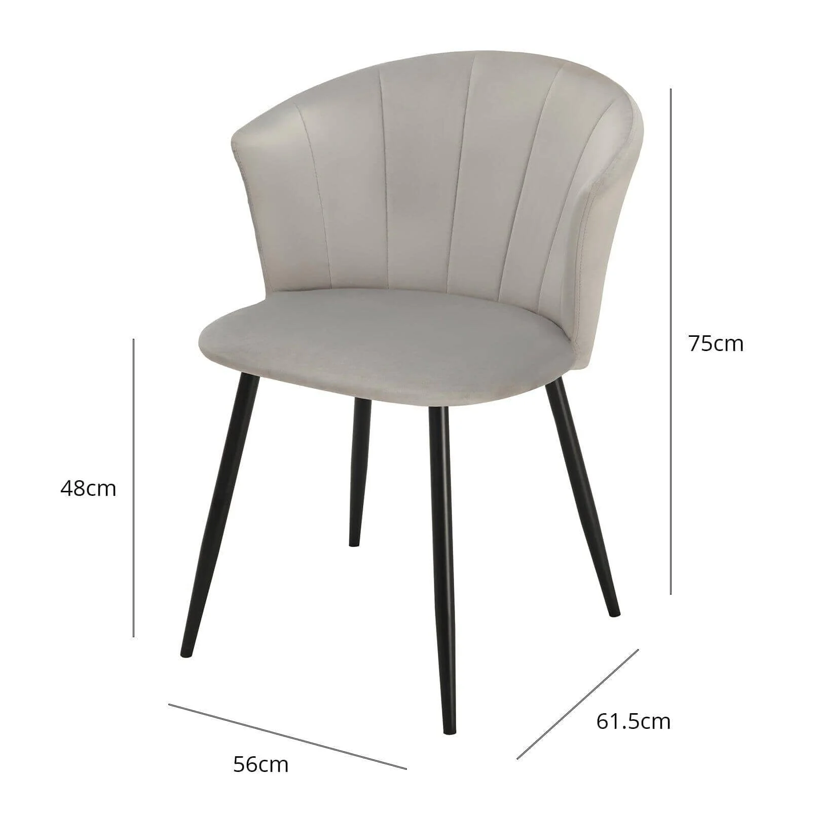 Outlet - Cleo Dining Chairs - Set Of 2 - Grey with Black Legs - Image 7