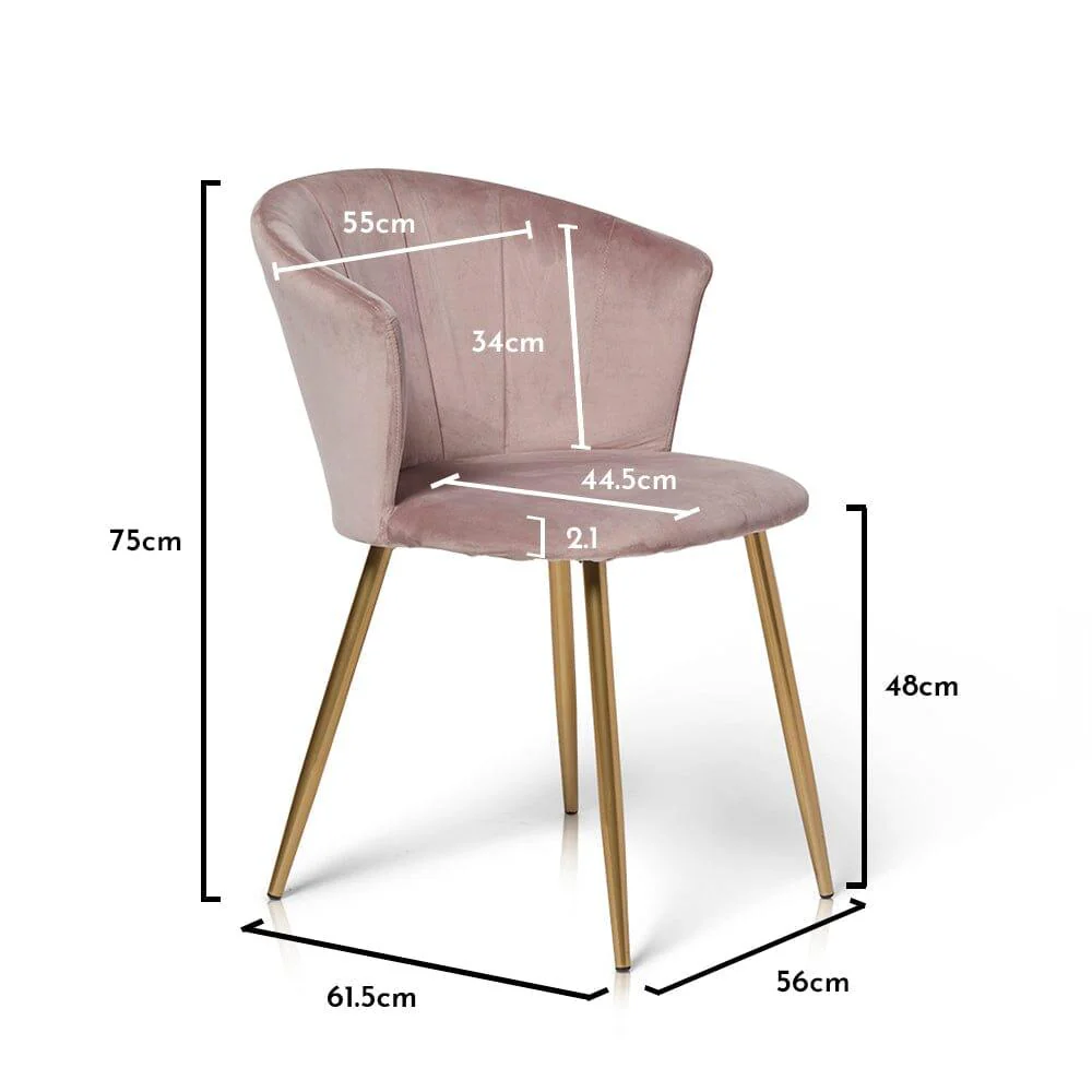 Outlet - Cleo Dining Chairs - Set of 2 - Pink & Gold - Image 8