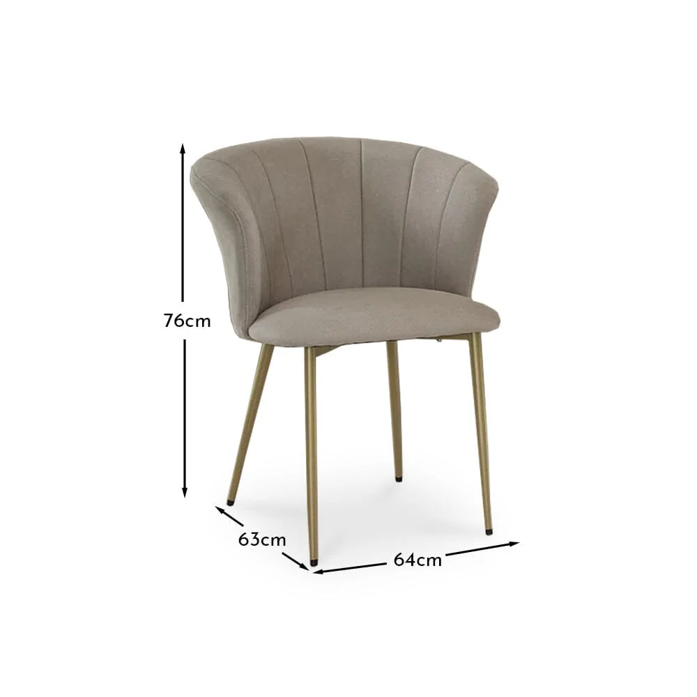 Cleo Soft Beige Dining Chairs - Set of 2 - Gold Legs - Image 6