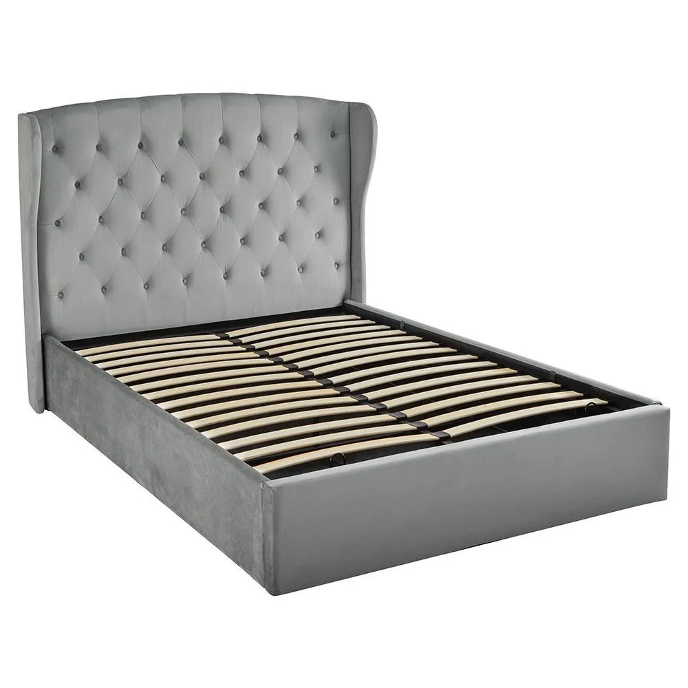 Outlet - Daisy King Size Ottoman Bed - Grey Velvet - Image 7