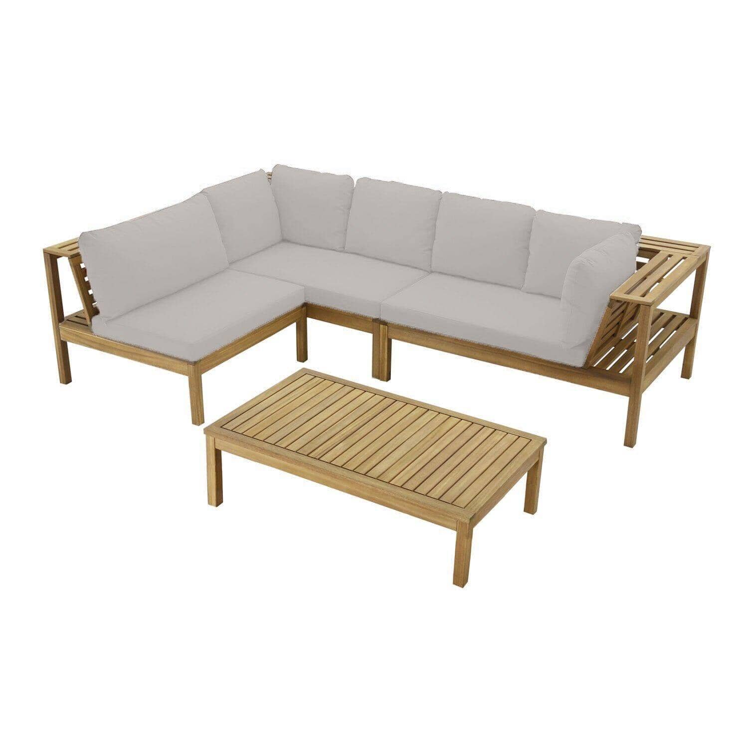 Outlet - Dakota Corner Wooden Sofa Set - Natural Cushions - Image 7