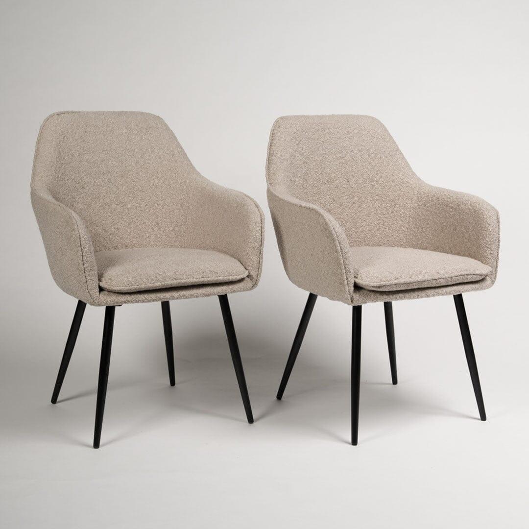 Outlet - Dolly Accent Chair - Set of 2 - Boucle With Black Legs