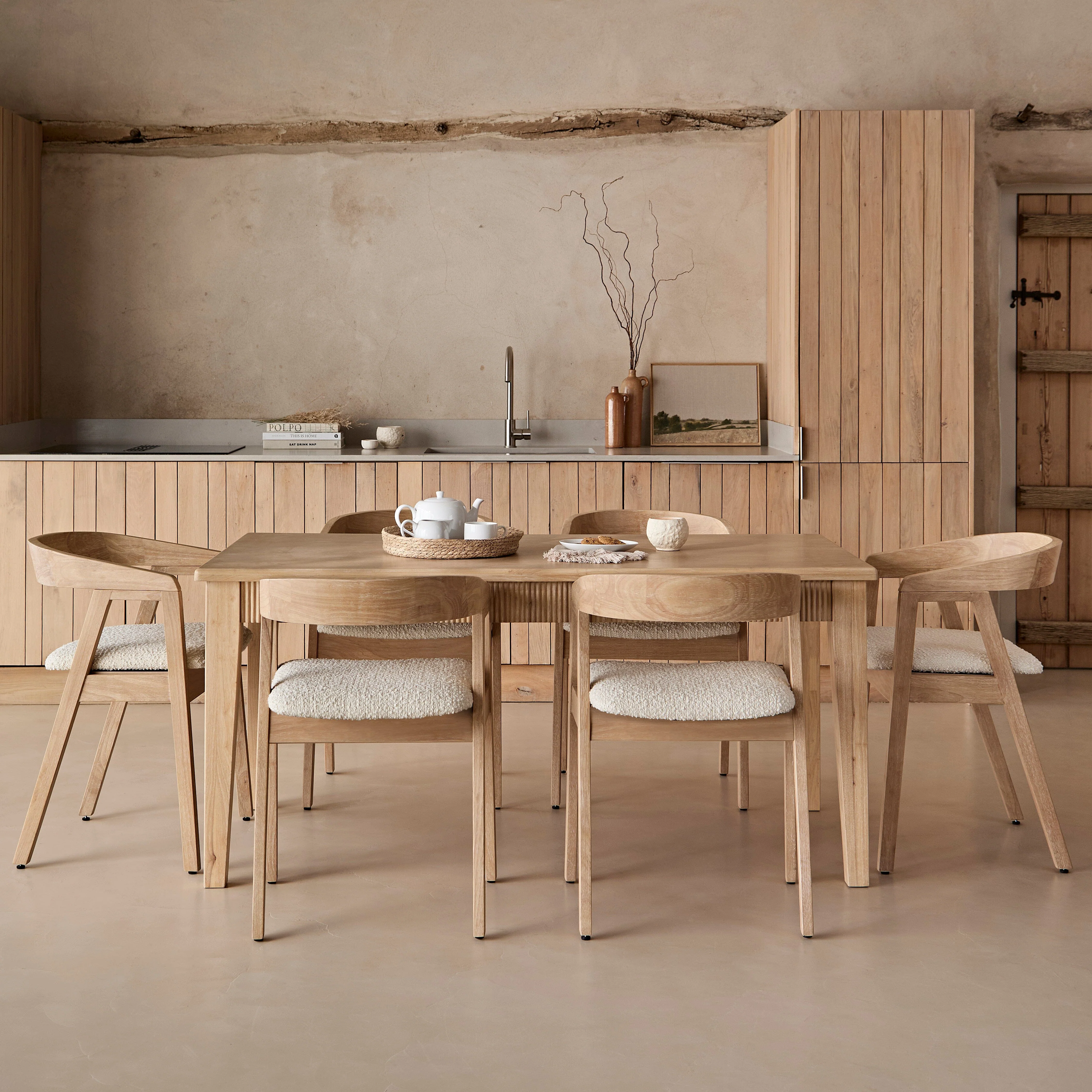 Outlet - Ella Boucle Dining Armchairs - Set of 2 - Whitewash Oak Legs - Image 3