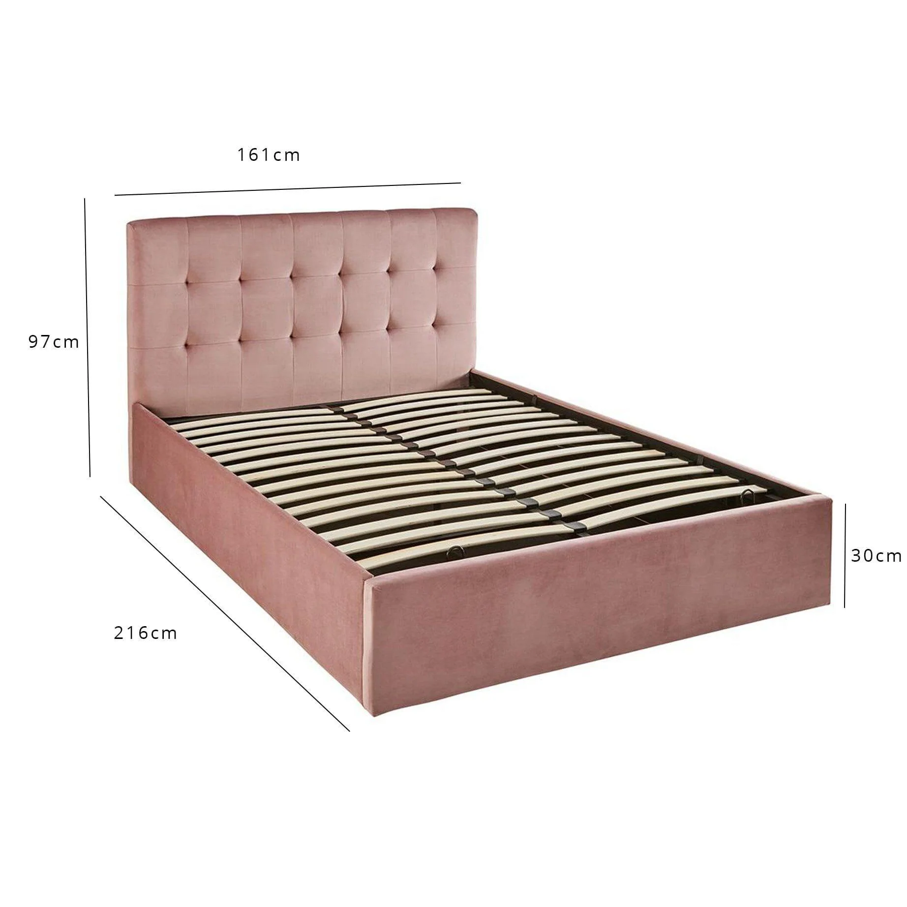 Outlet - Elle King Size Ottoman Bed - Pink Velvet - Image 8