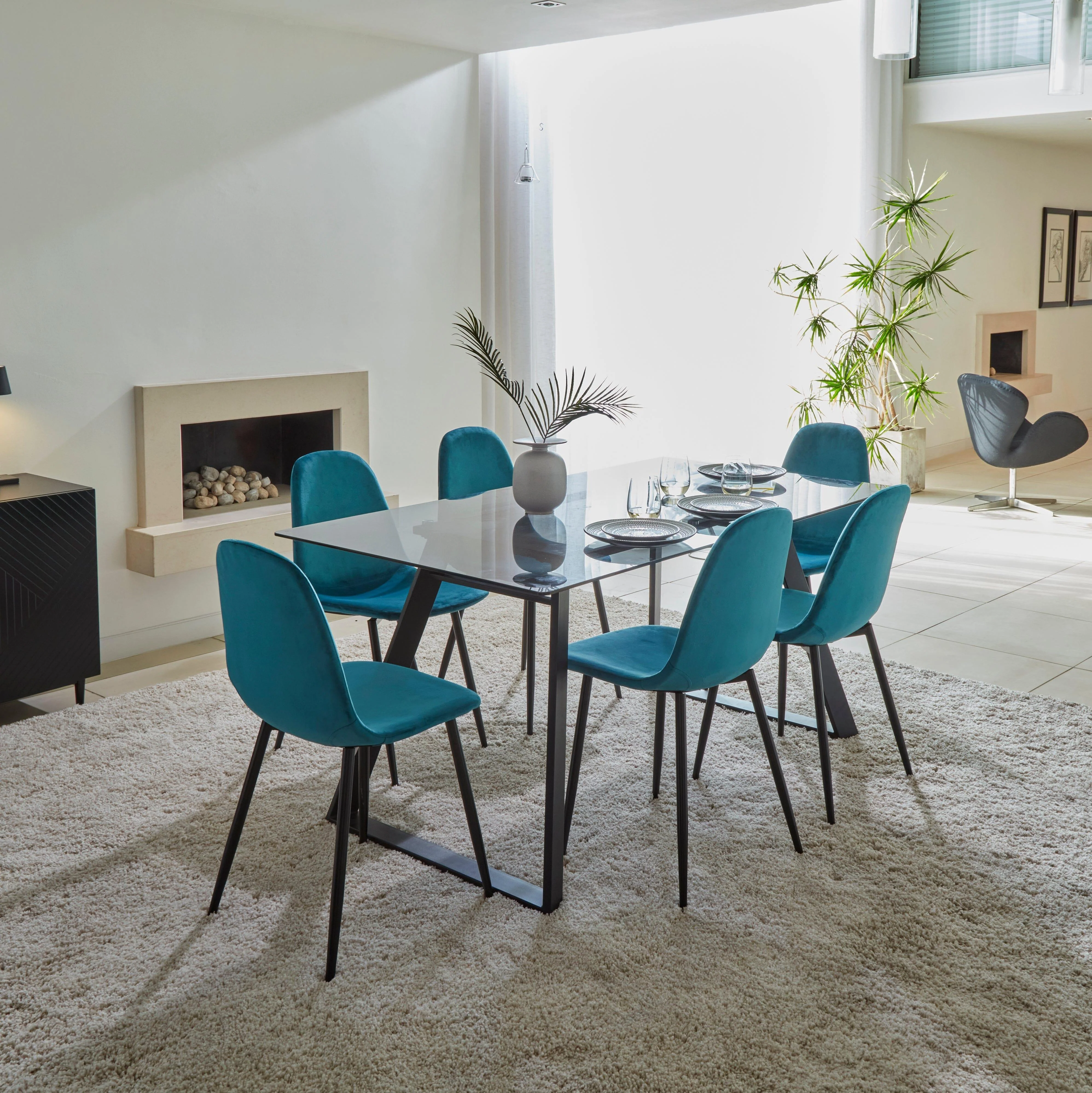 Outlet - Ellis Dining Chairs - Set of 2 - Teal & Black - Image 4