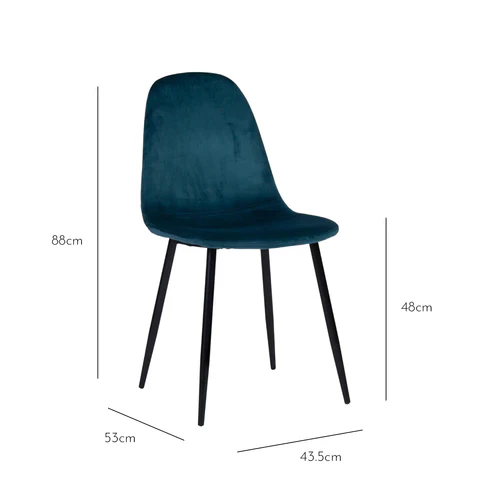 Outlet - Ellis Dining Chairs - Set of 2 - Teal & Chrome - Image 6
