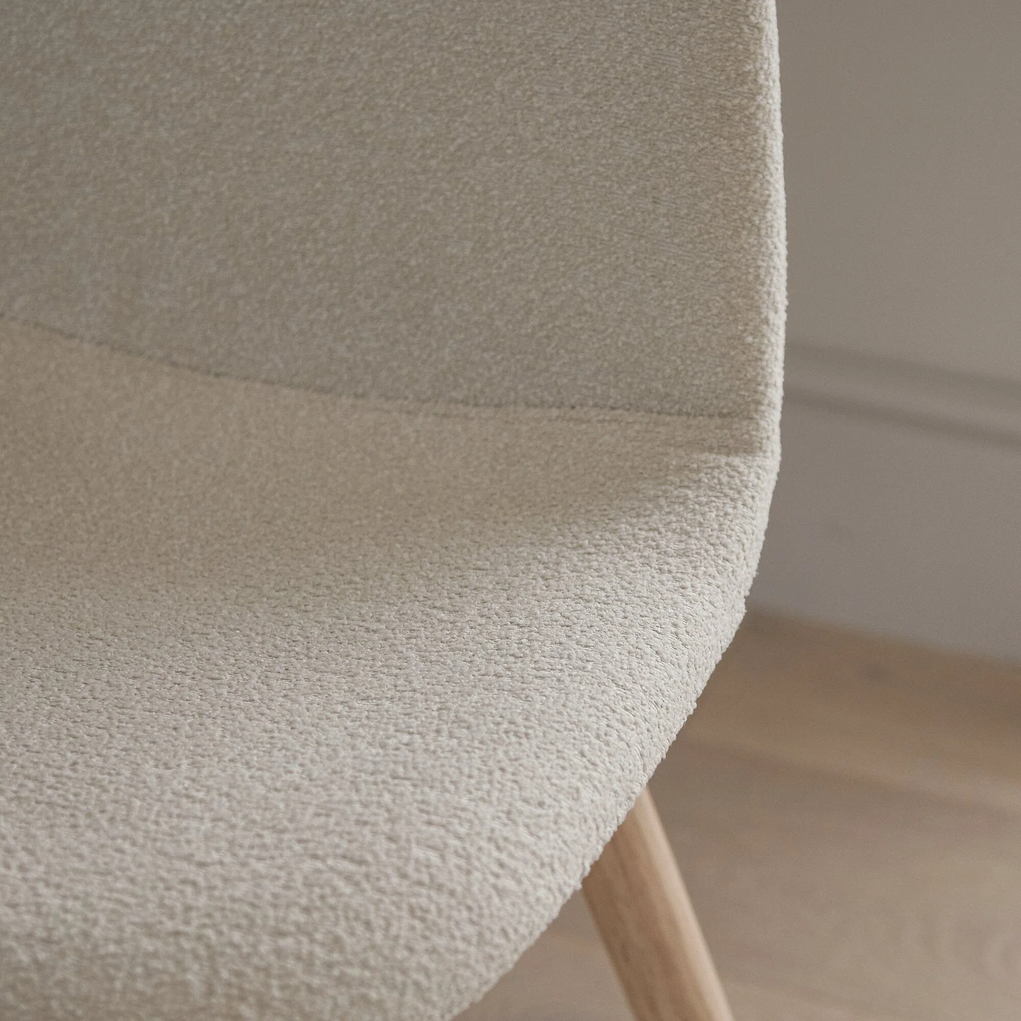 Ellis Light Beige Boucle Dining Chairs - Set of 2 - Whitewash Oak Legs - Image 4