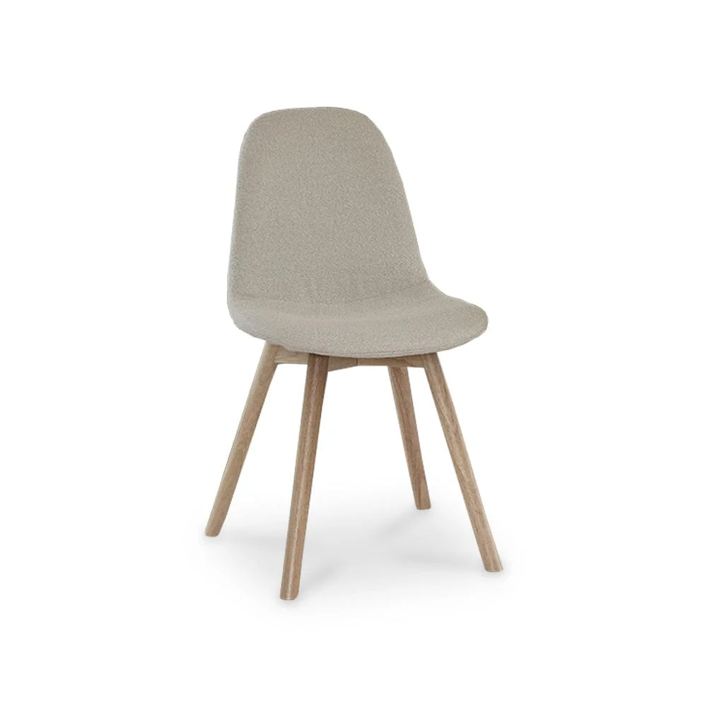 Ellis Light Beige Boucle Dining Chairs - Set of 2 - Whitewash Oak Legs - Image 10