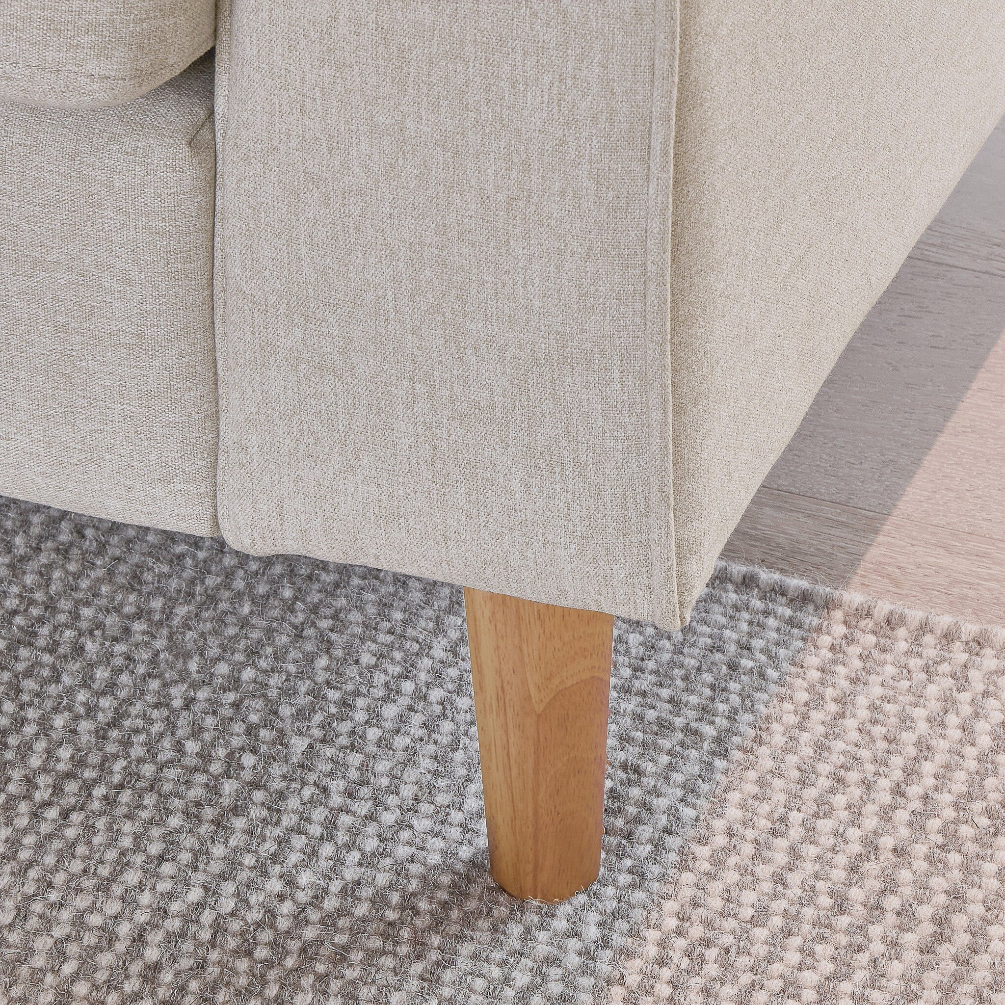Emily 3 Seater Sofa - Sand with Pale Oak Legs - Image 5