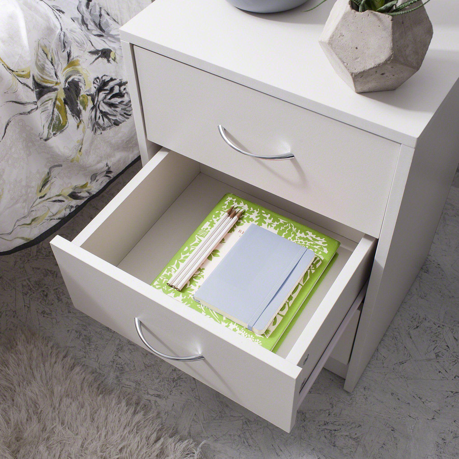 Outlet - Essie Bedside Table 3 Drawer - White - Image 4