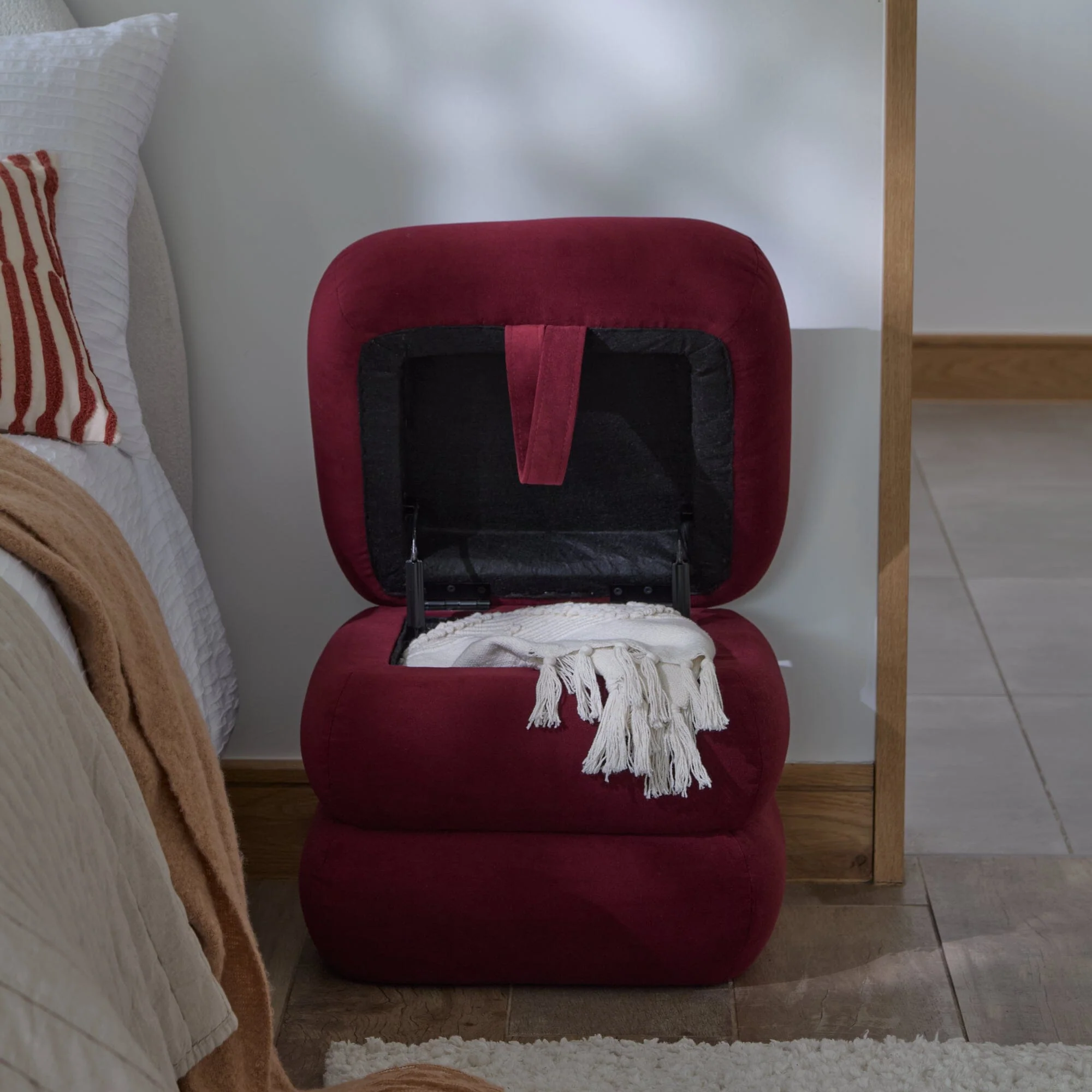 Outlet - Fleur Ottoman Footstool - Burgundy Red - Image 2