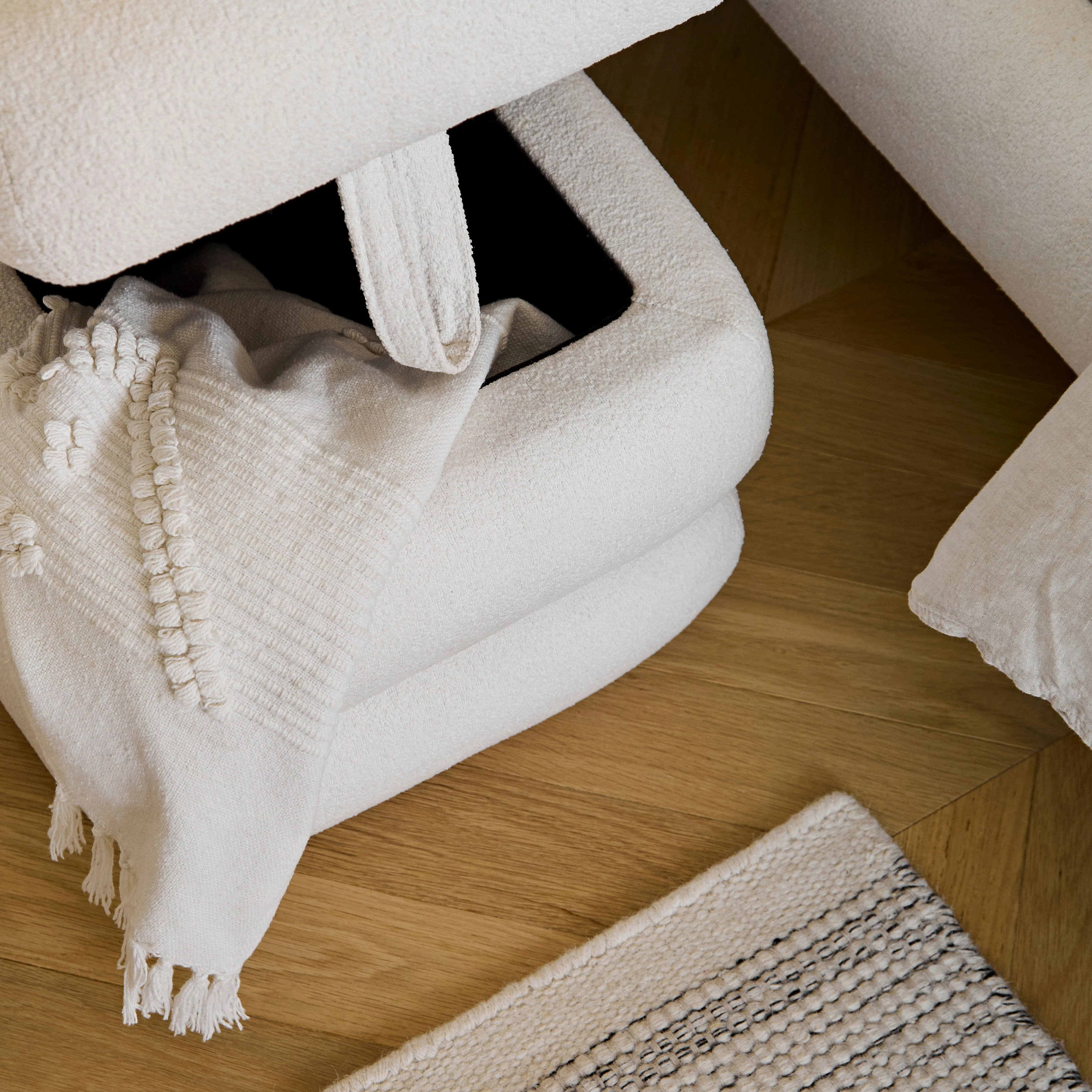 Fleur Ottoman Footstool - Chalk White Boucle - Image 3