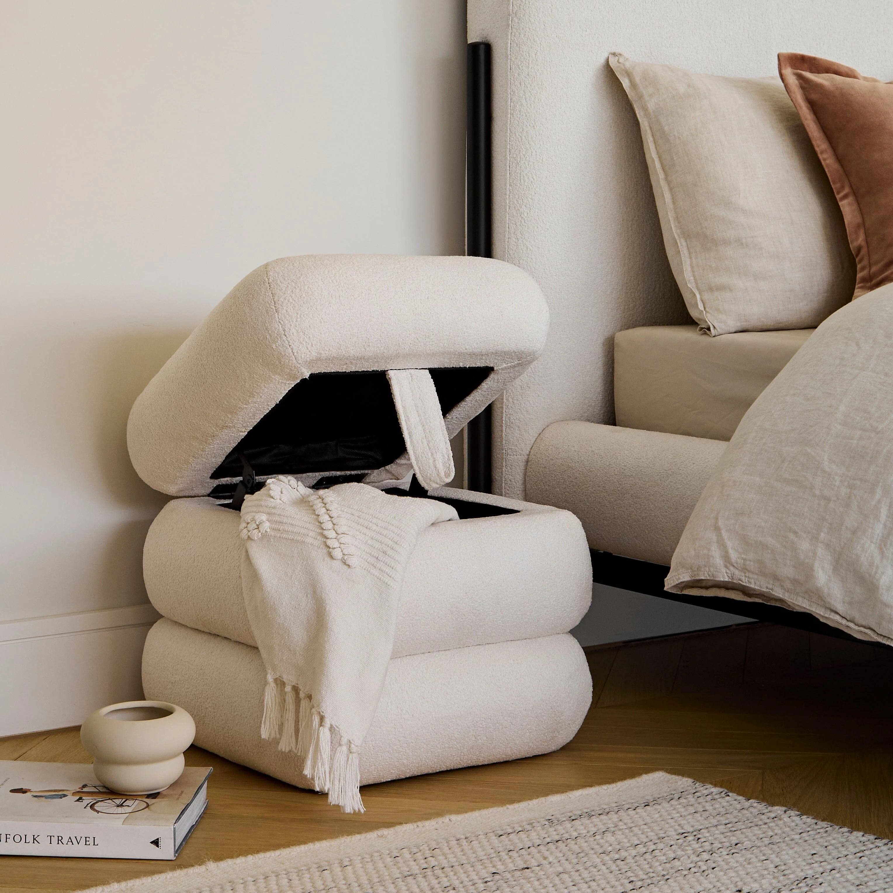 Fleur Ottoman Footstool - Chalk White Boucle - Image 4