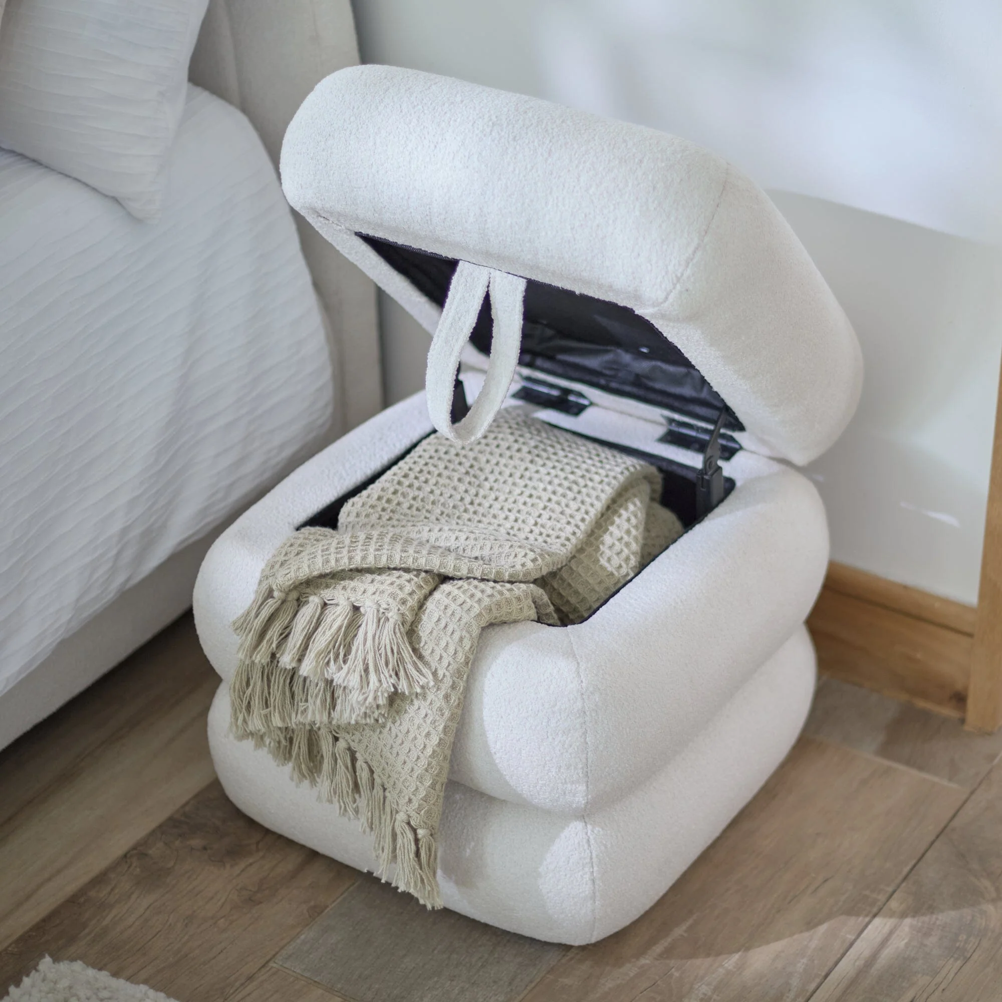 Fleur Ottoman Footstool - Chalk White Boucle - Image 5